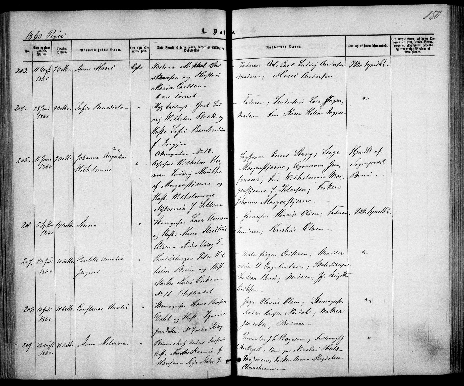 Trefoldighet prestekontor Kirkebøker, SAO/A-10882/F/Fa/L0001: Parish register (official) no. I 1, 1858-1863, p. 150