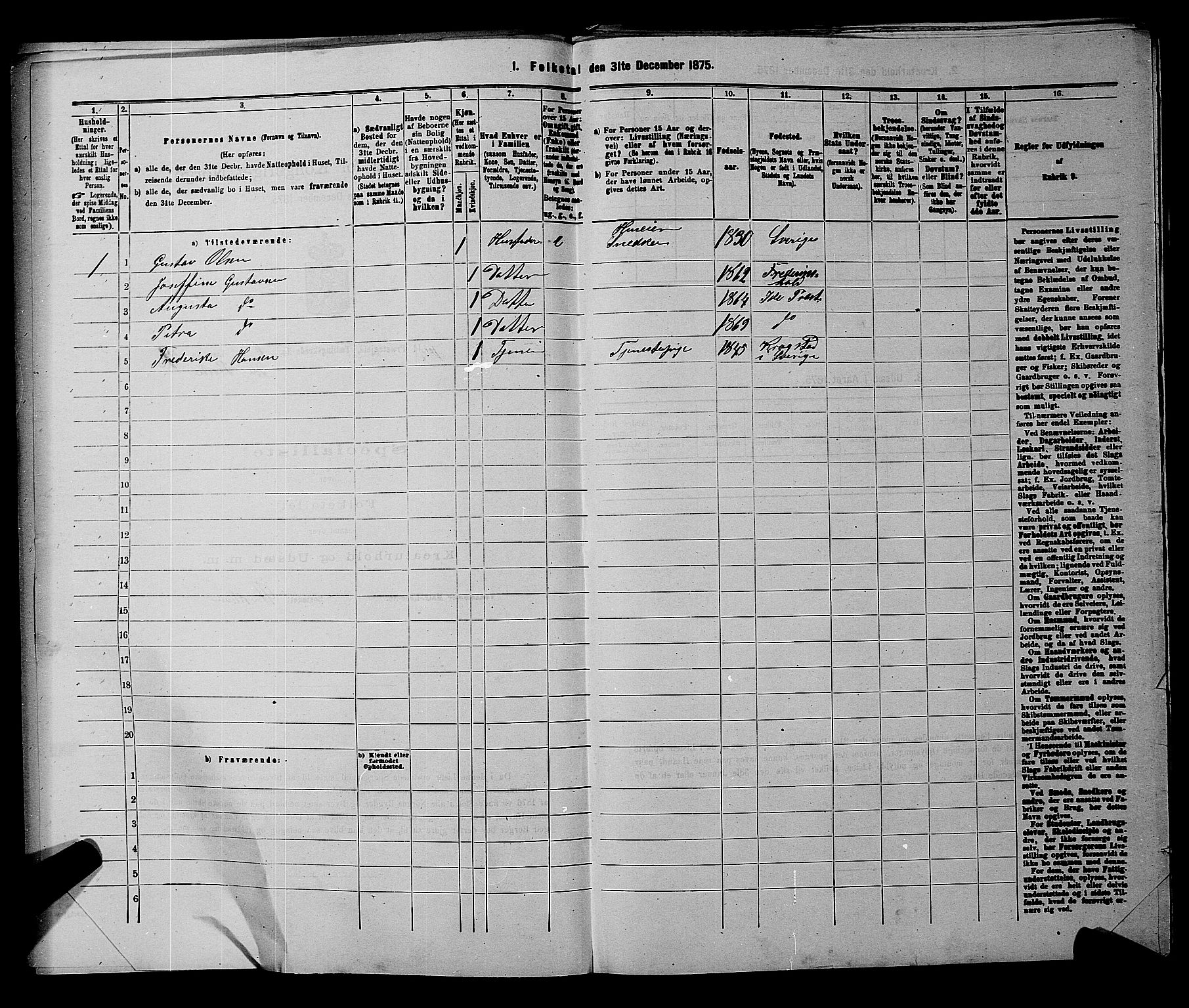 RA, 1875 census for 0117P Idd, 1875, p. 1109