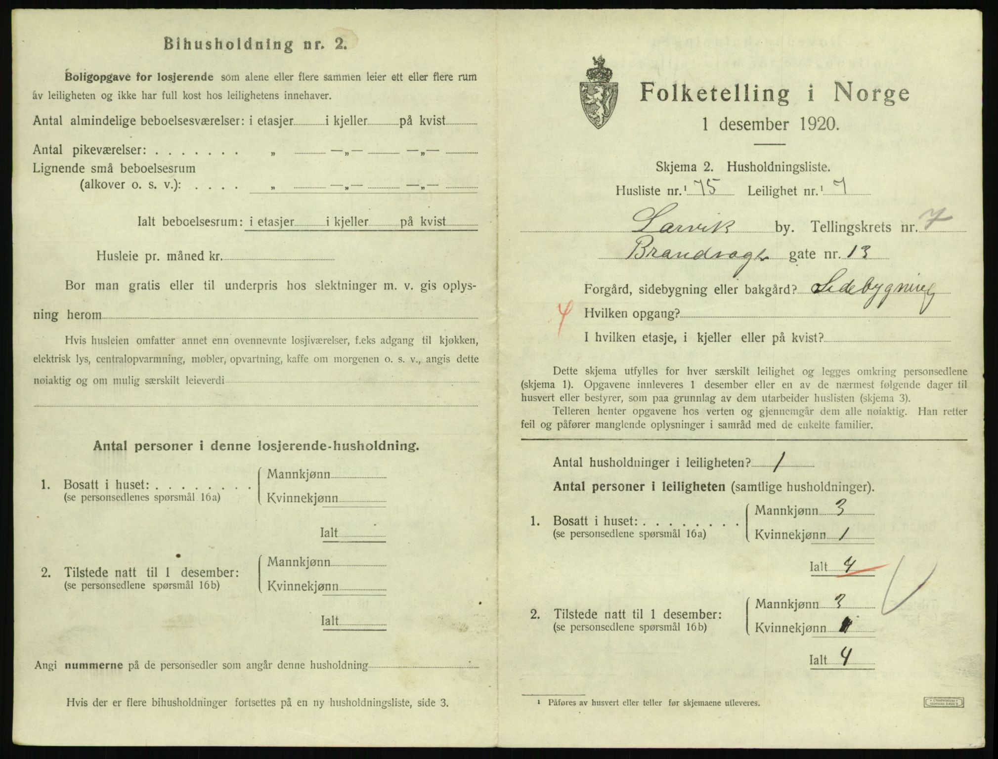 SAKO, 1920 census for Larvik, 1920, p. 6264