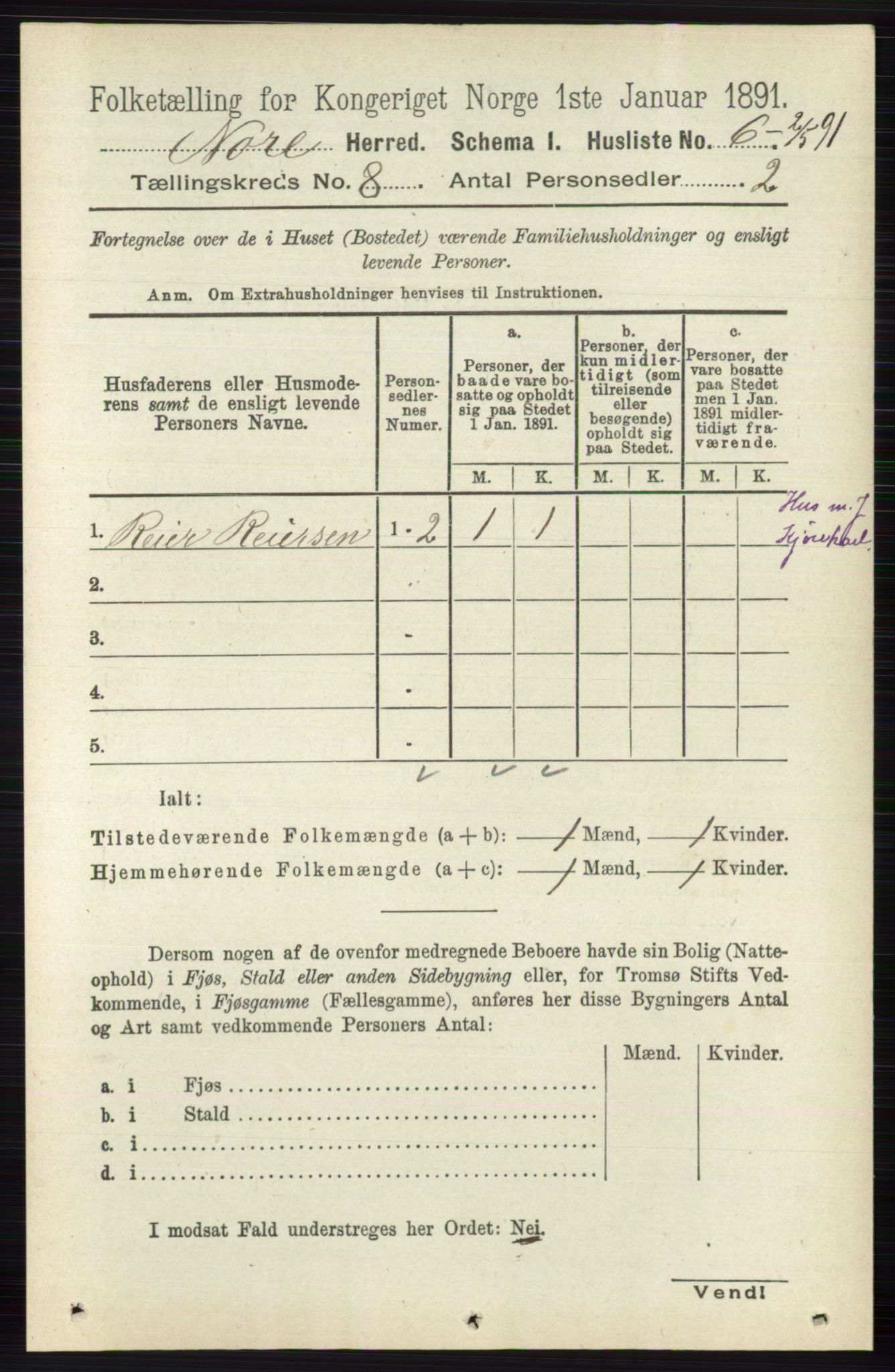 RA, 1891 census for 0633 Nore, 1891, p. 2796