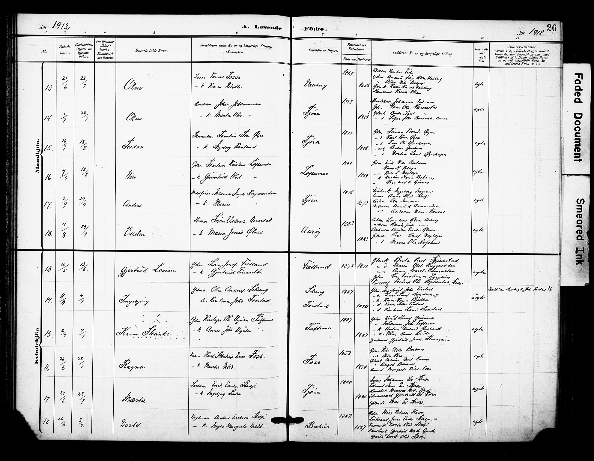 Sogndal sokneprestembete, AV/SAB-A-81301/H/Hab/Haba/L0002: Parish register (copy) no. A 2, 1908-1924, p. 26