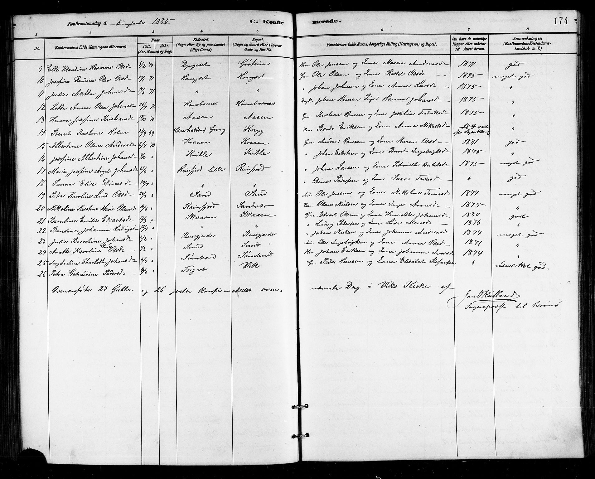 Ministerialprotokoller, klokkerbøker og fødselsregistre - Nordland, SAT/A-1459/812/L0188: Parish register (copy) no. 812C06, 1884-1912, p. 174