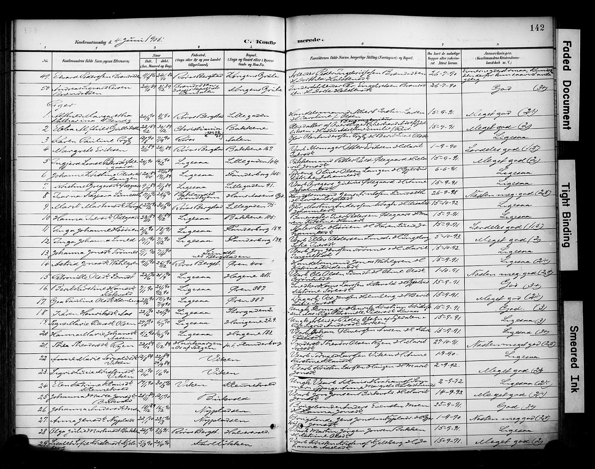 Ministerialprotokoller, klokkerbøker og fødselsregistre - Sør-Trøndelag, SAT/A-1456/681/L0936: Parish register (official) no. 681A14, 1899-1908, p. 142