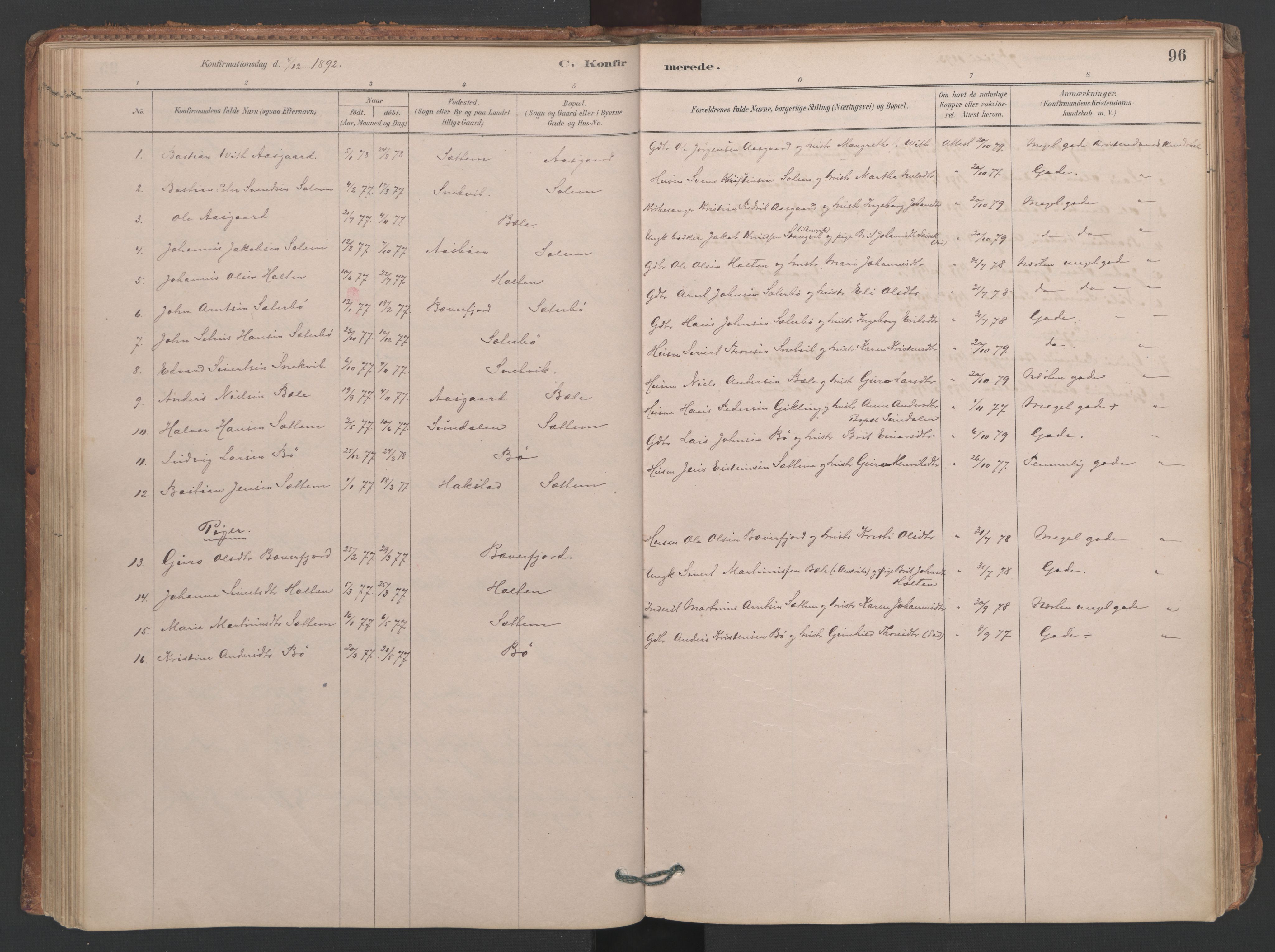 Ministerialprotokoller, klokkerbøker og fødselsregistre - Møre og Romsdal, AV/SAT-A-1454/594/L1036: Parish register (official) no. 594A02 (?), 1879-1910, p. 96