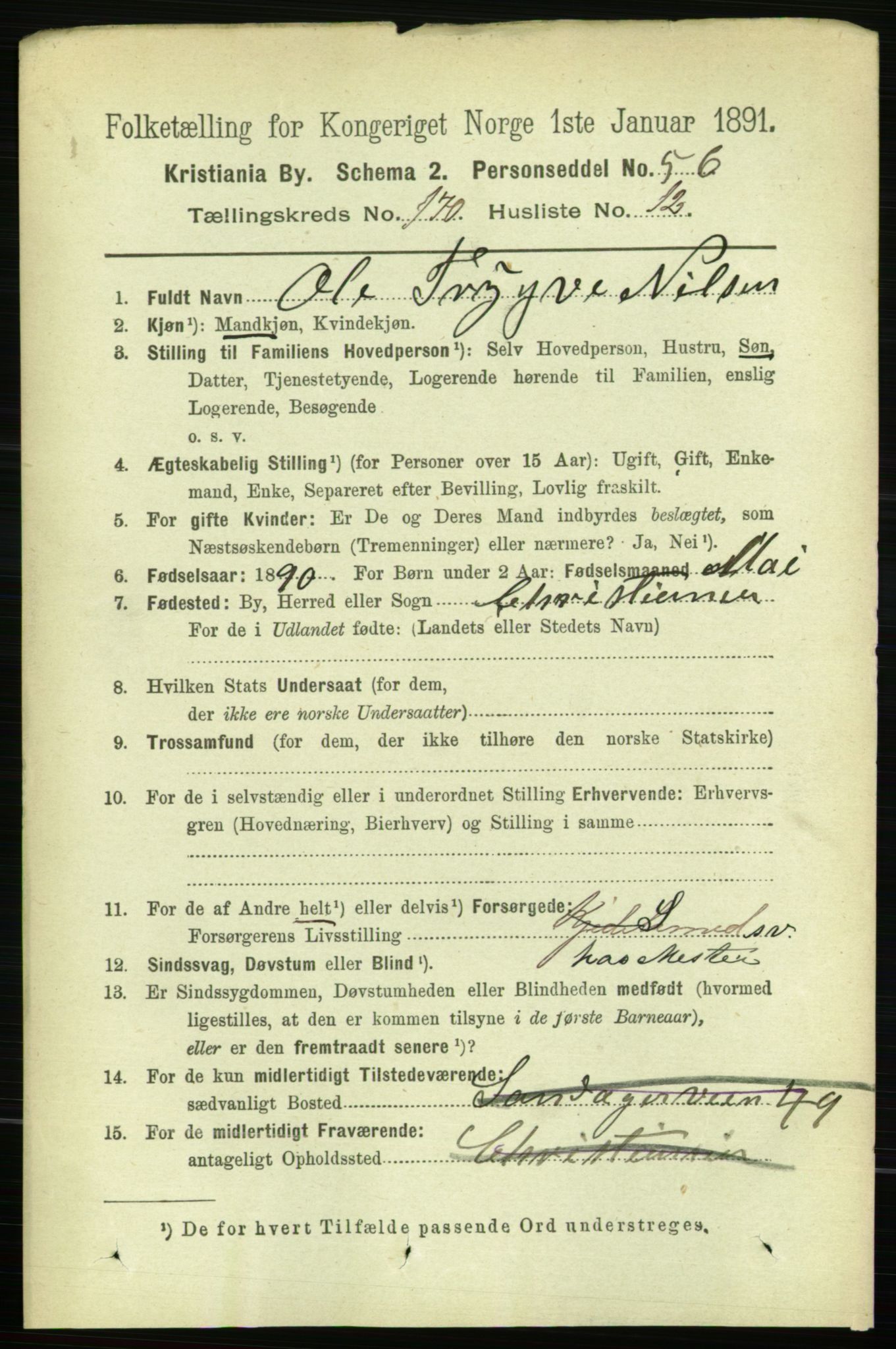 RA, 1891 census for 0301 Kristiania, 1891, p. 100179
