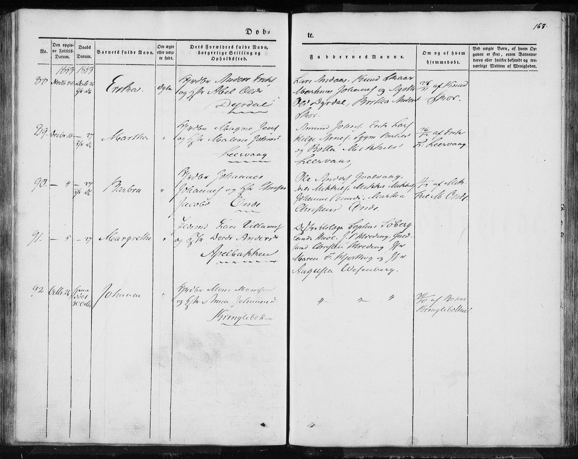 Lindås Sokneprestembete, AV/SAB-A-76701/H/Haa/Haaa/L0010: Parish register (official) no. A 10, 1842-1862, p. 168