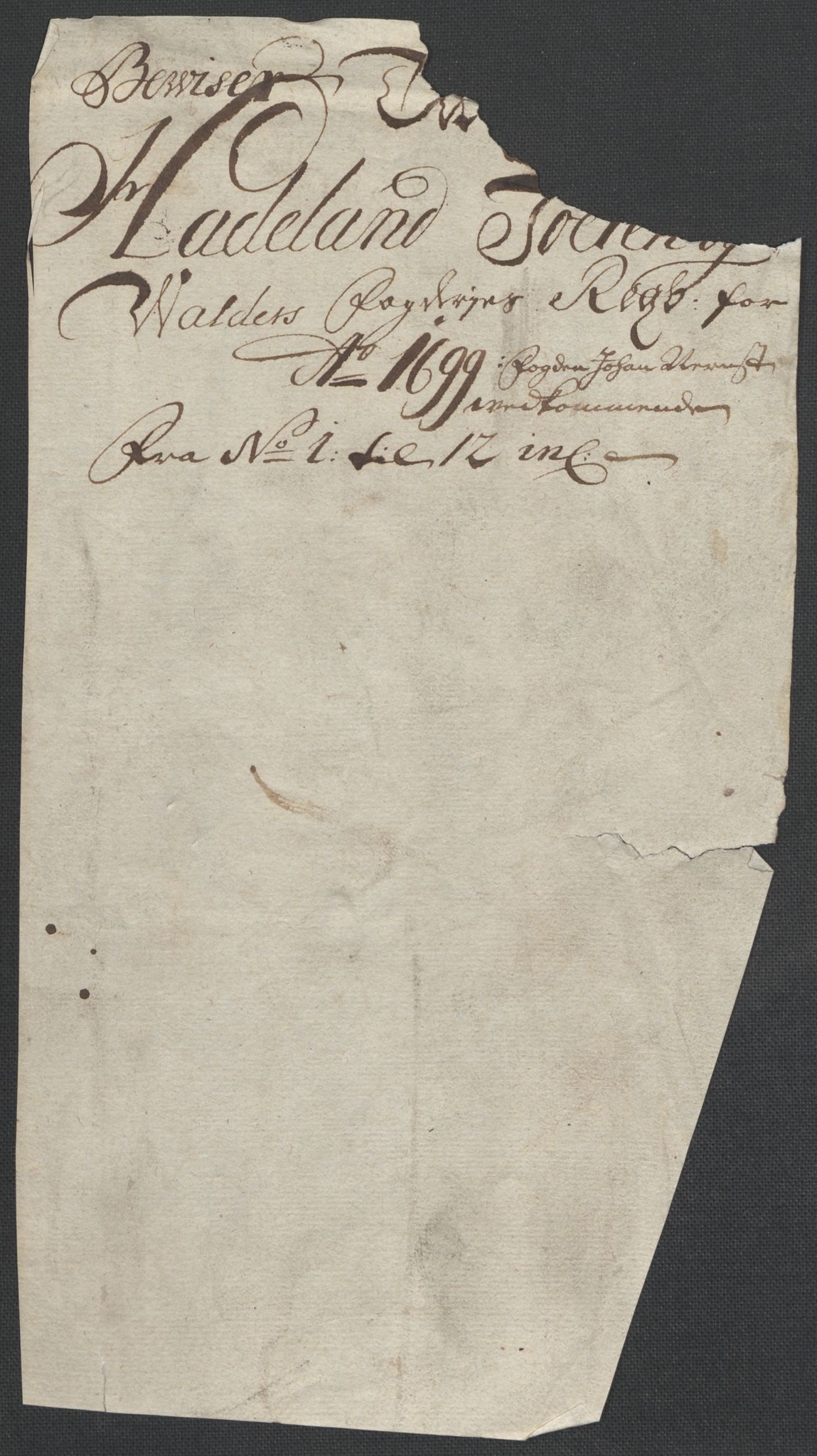 Rentekammeret inntil 1814, Reviderte regnskaper, Fogderegnskap, AV/RA-EA-4092/R18/L1297: Fogderegnskap Hadeland, Toten og Valdres, 1699, p. 42