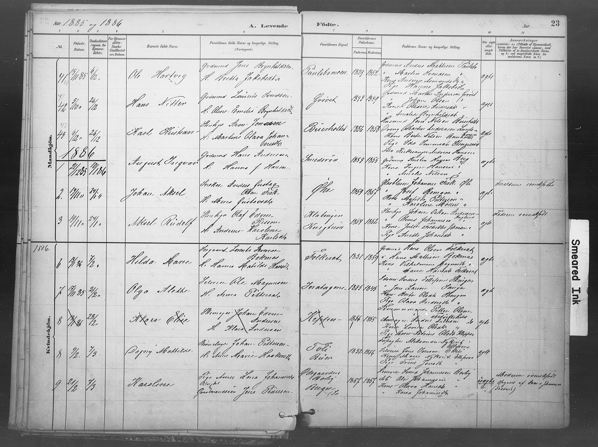 Idd prestekontor Kirkebøker, SAO/A-10911/F/Fb/L0002: Parish register (official) no. II 2, 1882-1923, p. 23