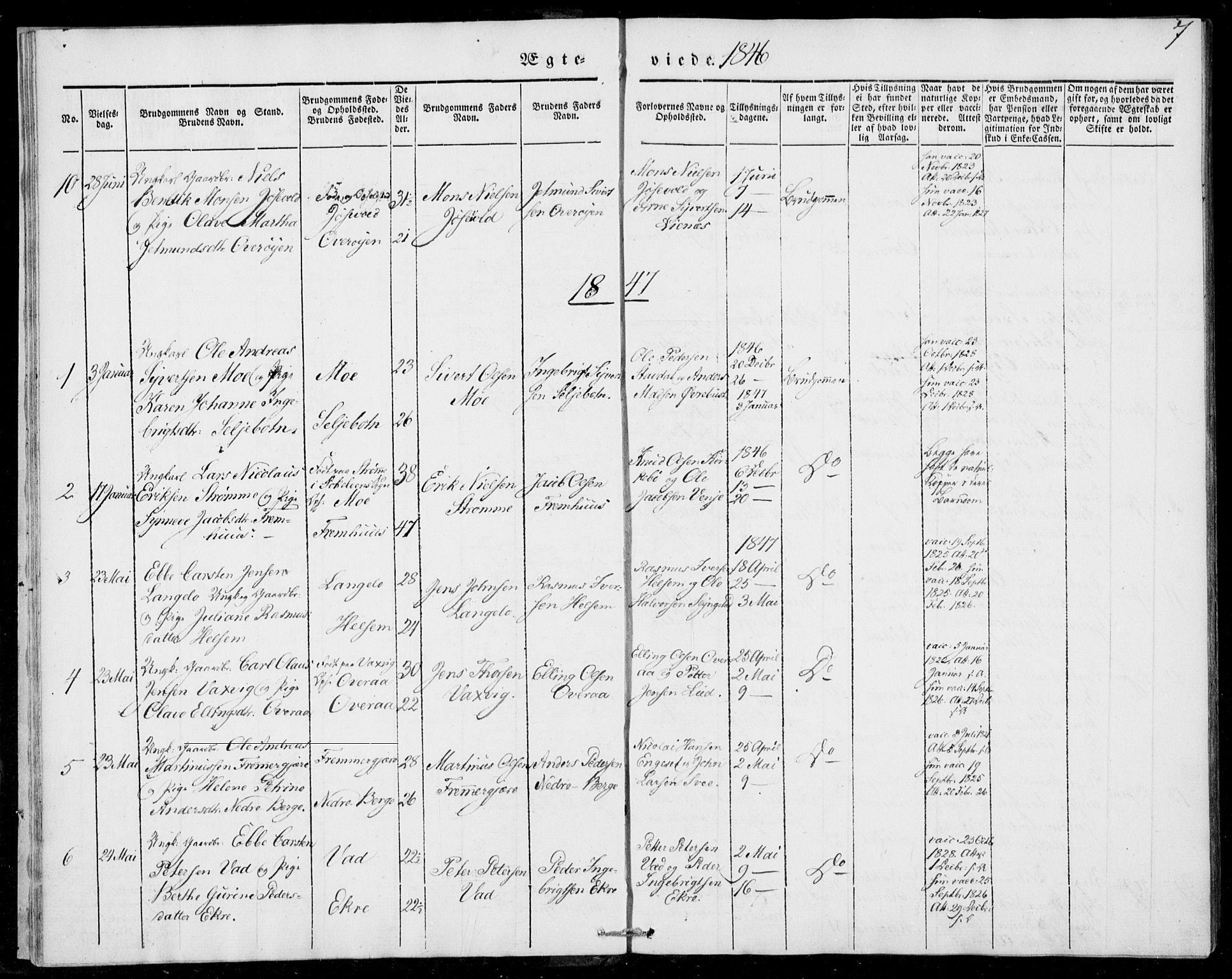 Ministerialprotokoller, klokkerbøker og fødselsregistre - Møre og Romsdal, AV/SAT-A-1454/520/L0276: Parish register (official) no. 520A06, 1844-1881, p. 7