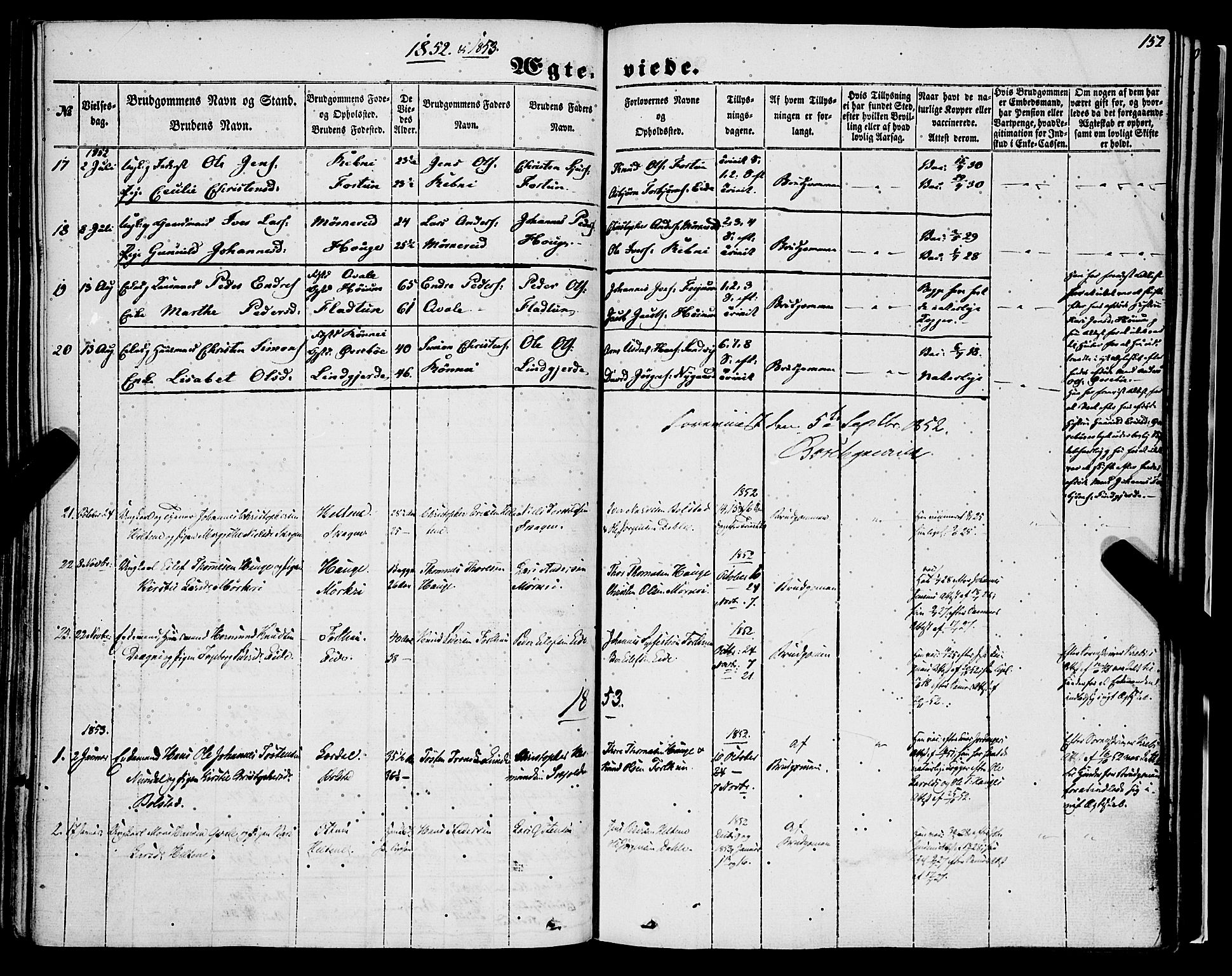 Luster sokneprestembete, AV/SAB-A-81101/H/Haa/Haaa/L0007: Parish register (official) no. A 7, 1849-1859, p. 152