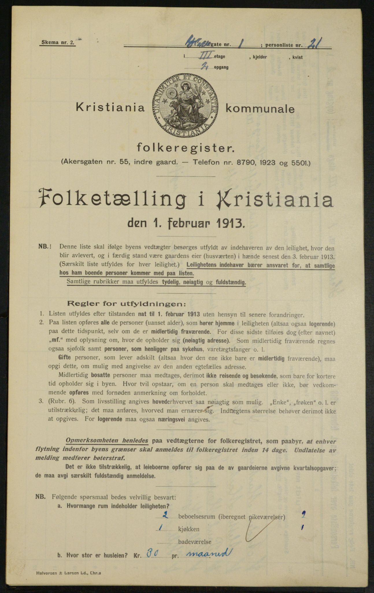 OBA, Municipal Census 1913 for Kristiania, 1913, p. 33388