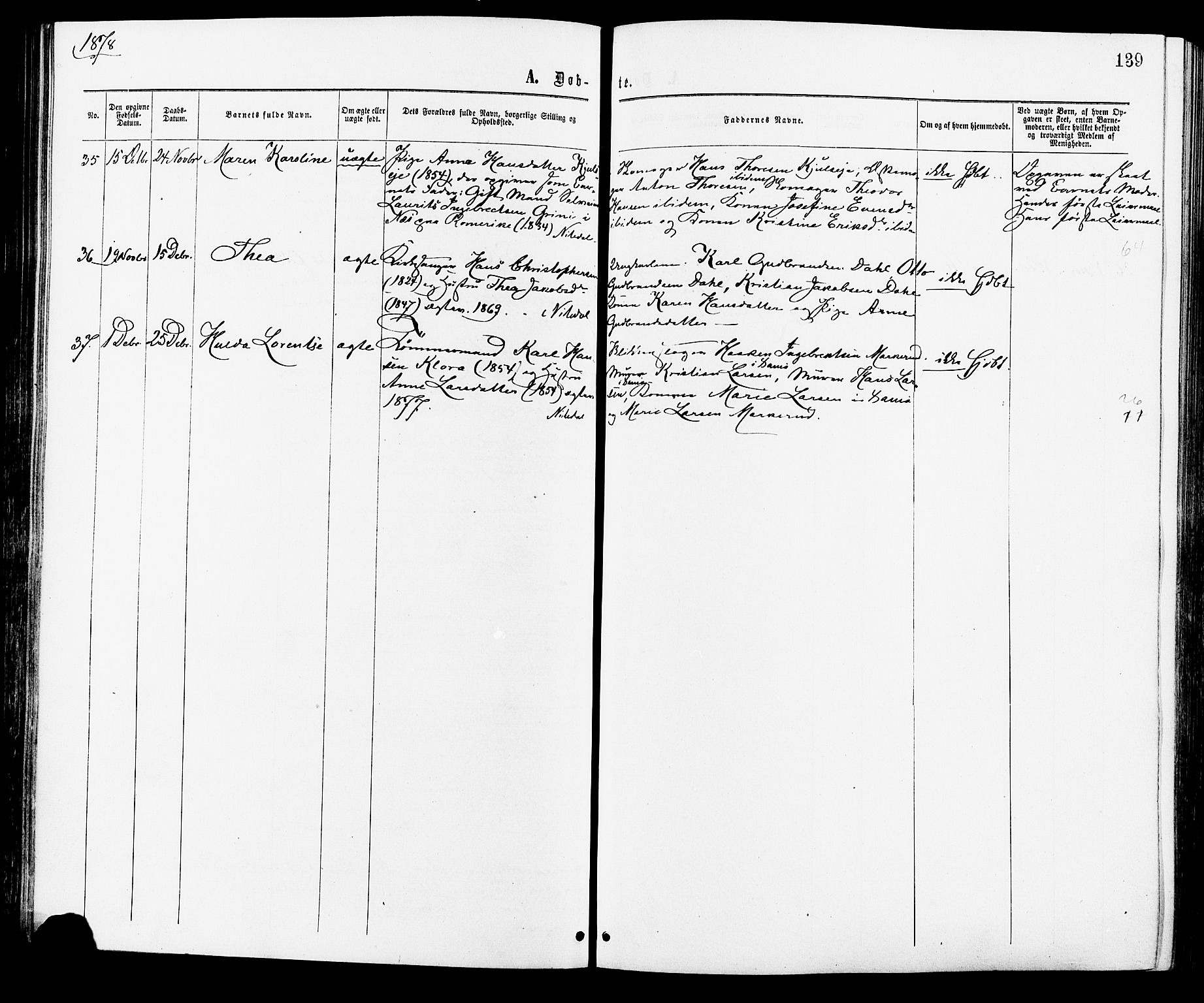 Nittedal prestekontor Kirkebøker, AV/SAO-A-10365a/F/Fa/L0006: Parish register (official) no. I 6, 1863-1878, p. 139