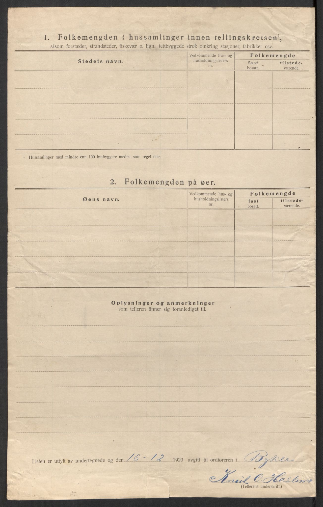 SAK, 1920 census for Bykle, 1920, p. 16