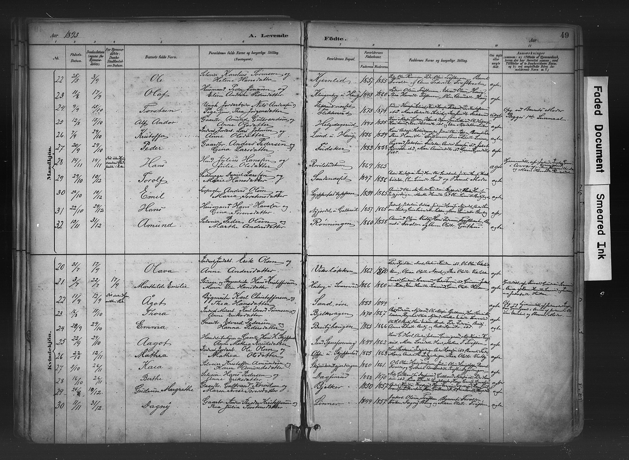 Nord-Odal prestekontor, AV/SAH-PREST-032/H/Ha/Haa/L0006: Parish register (official) no. 6, 1886-1901, p. 49