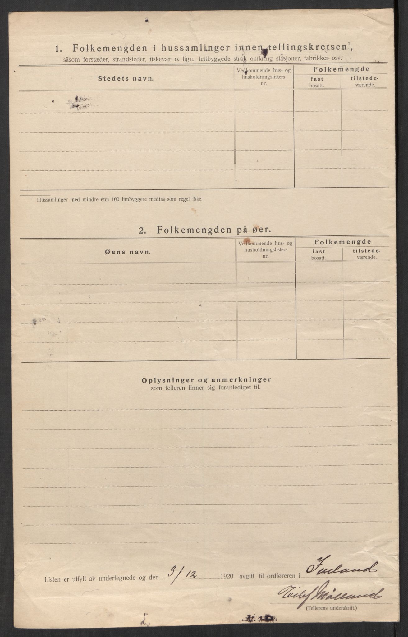 SAK, 1920 census for Iveland, 1920, p. 32