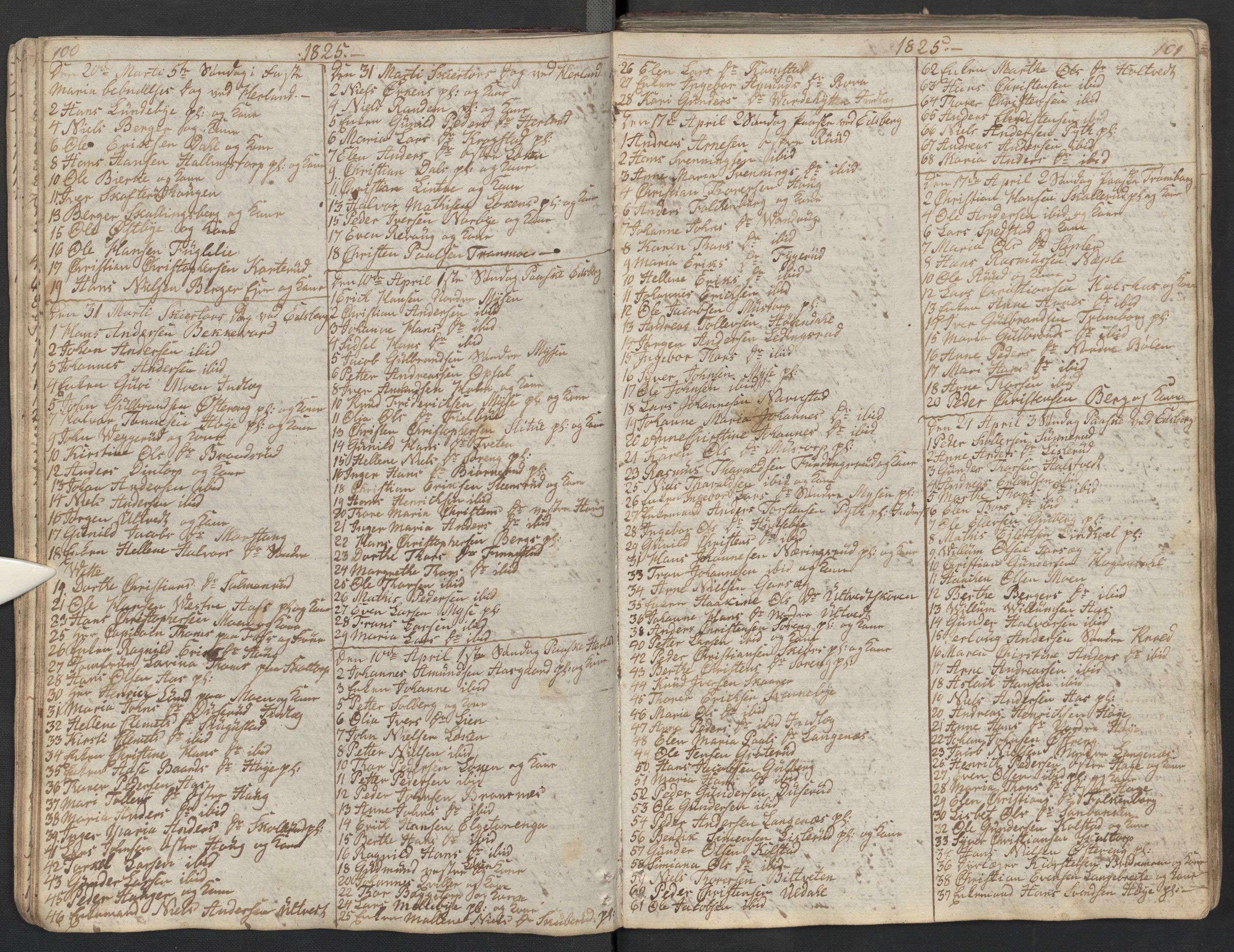 Eidsberg prestekontor Kirkebøker, AV/SAO-A-10905/M/Ma/L0002: Communicants register no. I 2, 1821-1841, p. 100-101
