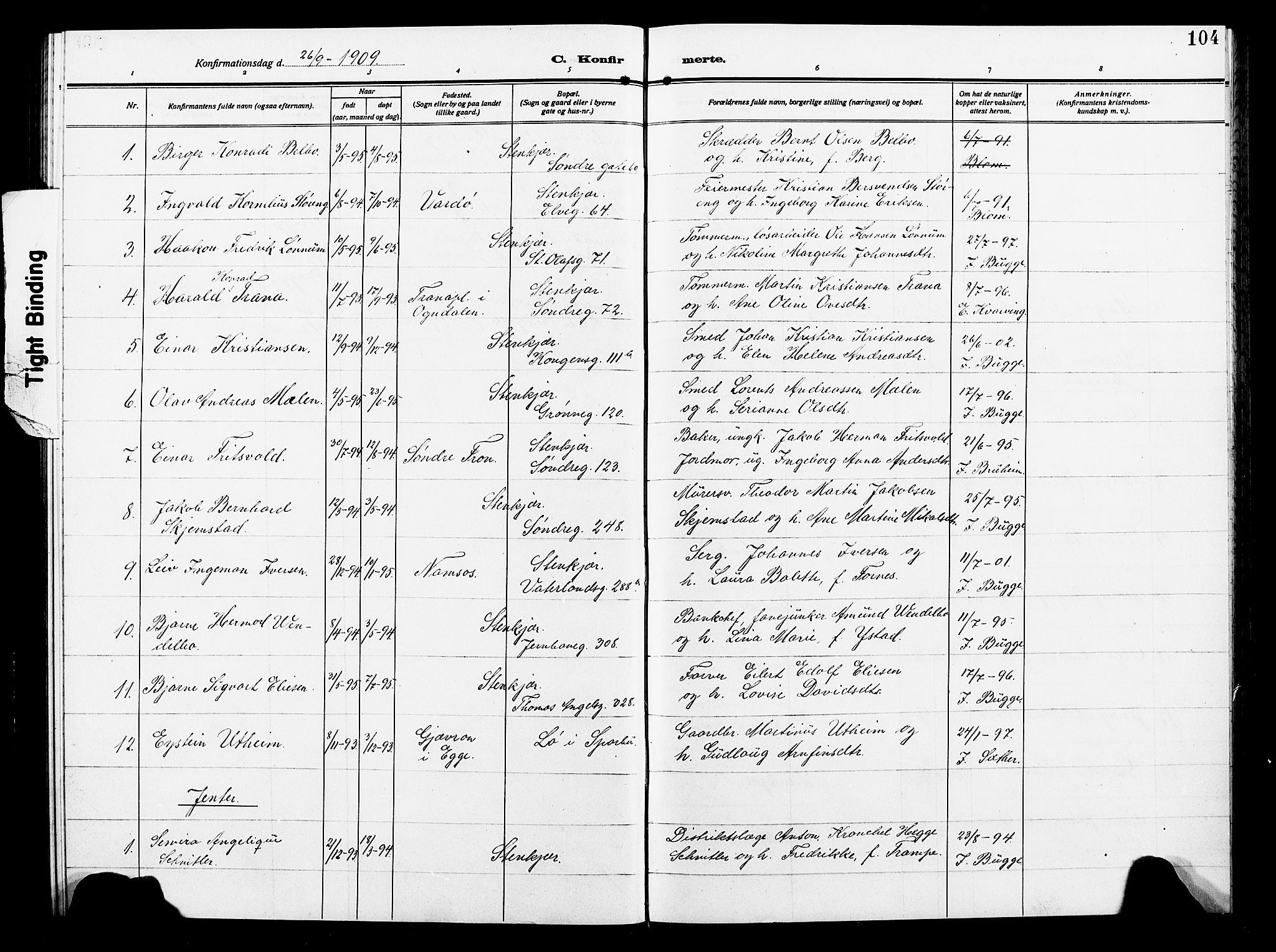 Ministerialprotokoller, klokkerbøker og fødselsregistre - Nord-Trøndelag, SAT/A-1458/739/L0376: Parish register (copy) no. 739C04, 1908-1917, p. 104