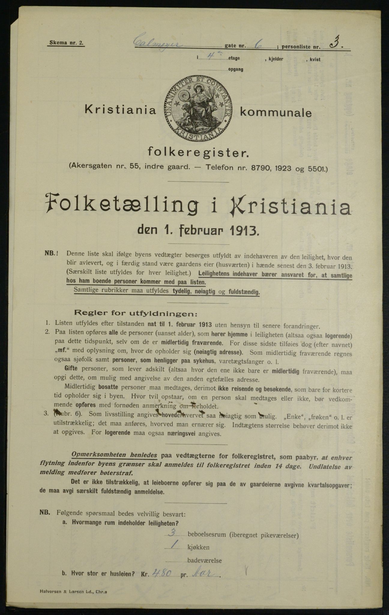 OBA, Municipal Census 1913 for Kristiania, 1913, p. 11407