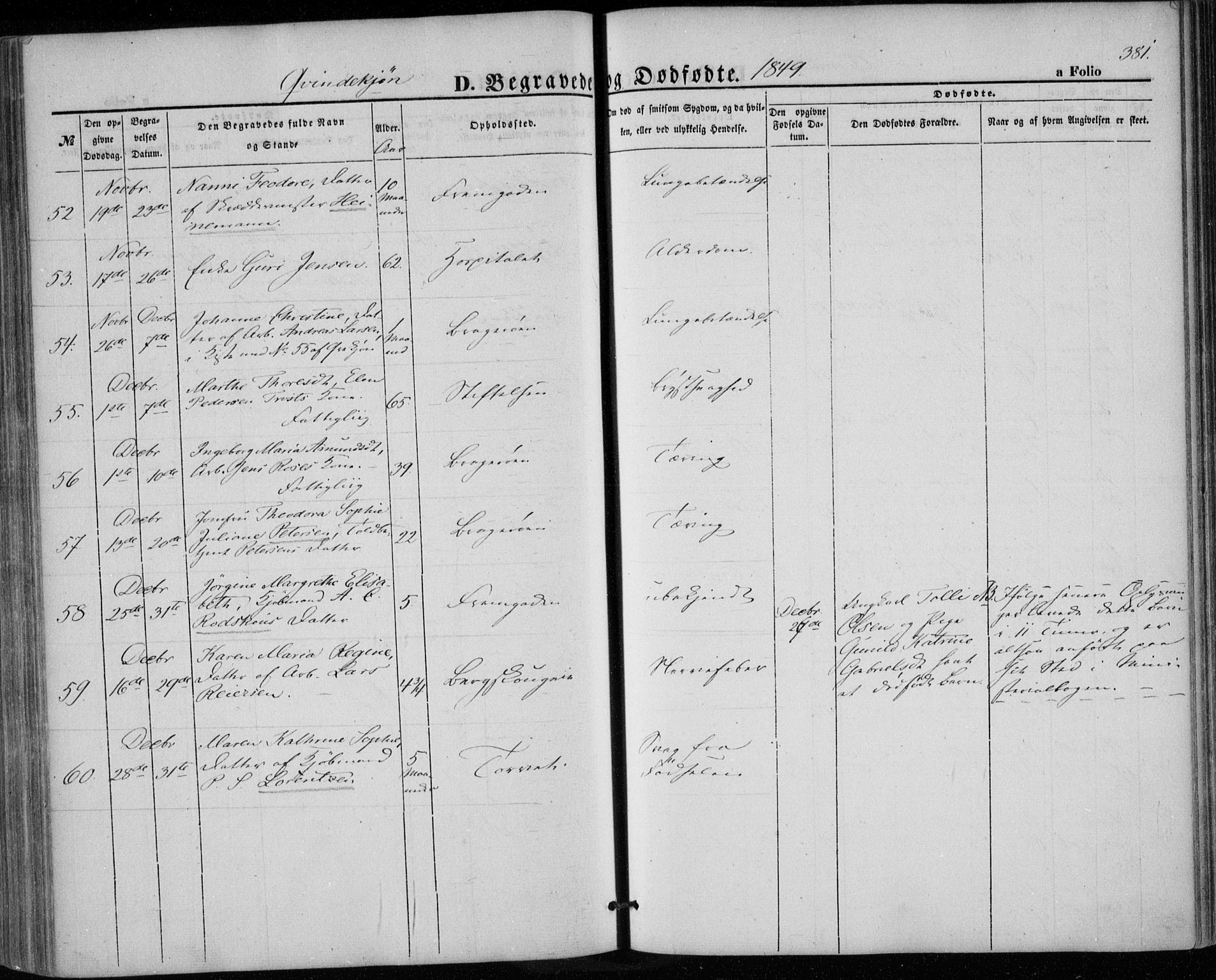 Bragernes kirkebøker, AV/SAKO-A-6/F/Fb/L0002: Parish register (official) no. II 2, 1848-1859, p. 381