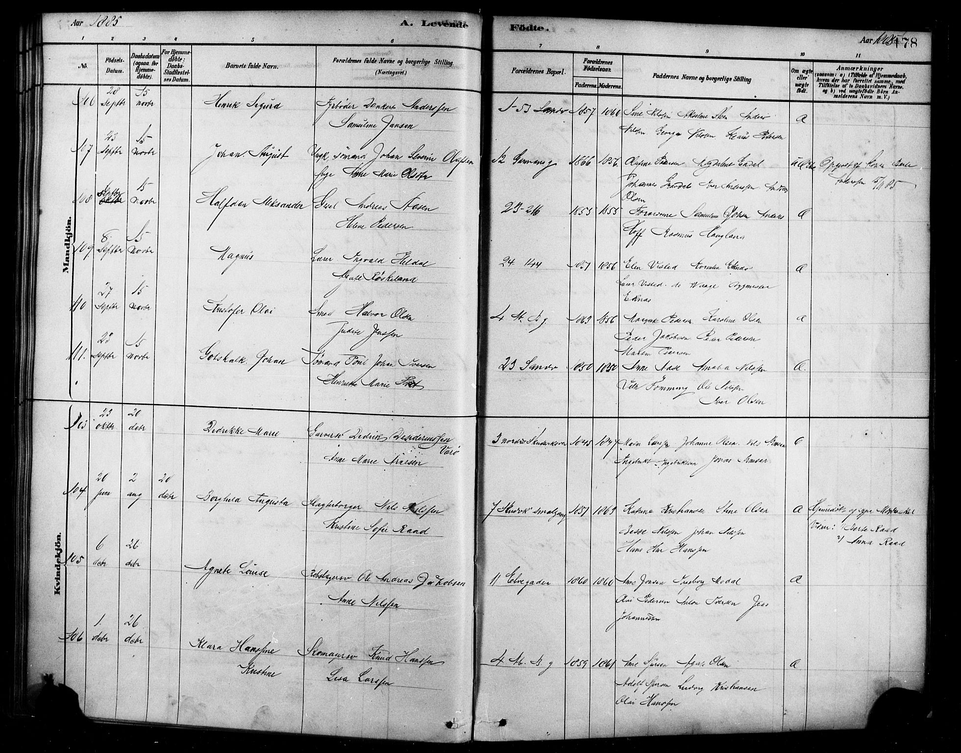 Sandviken Sokneprestembete, AV/SAB-A-77601/H/Ha/L0004: Parish register (official) no. B 1, 1878-1891, p. 178