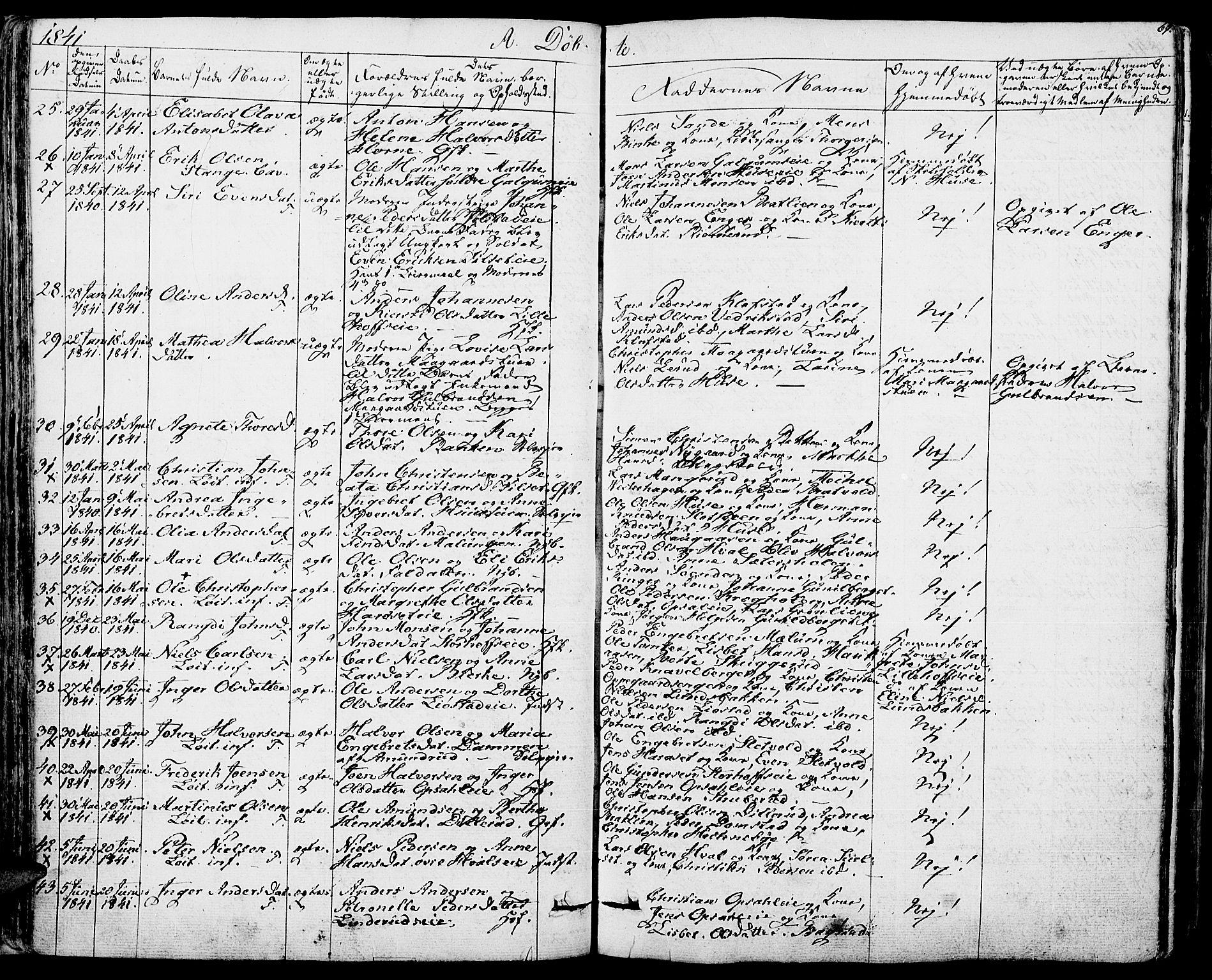 Romedal prestekontor, SAH/PREST-004/K/L0003: Parish register (official) no. 3, 1829-1846, p. 69