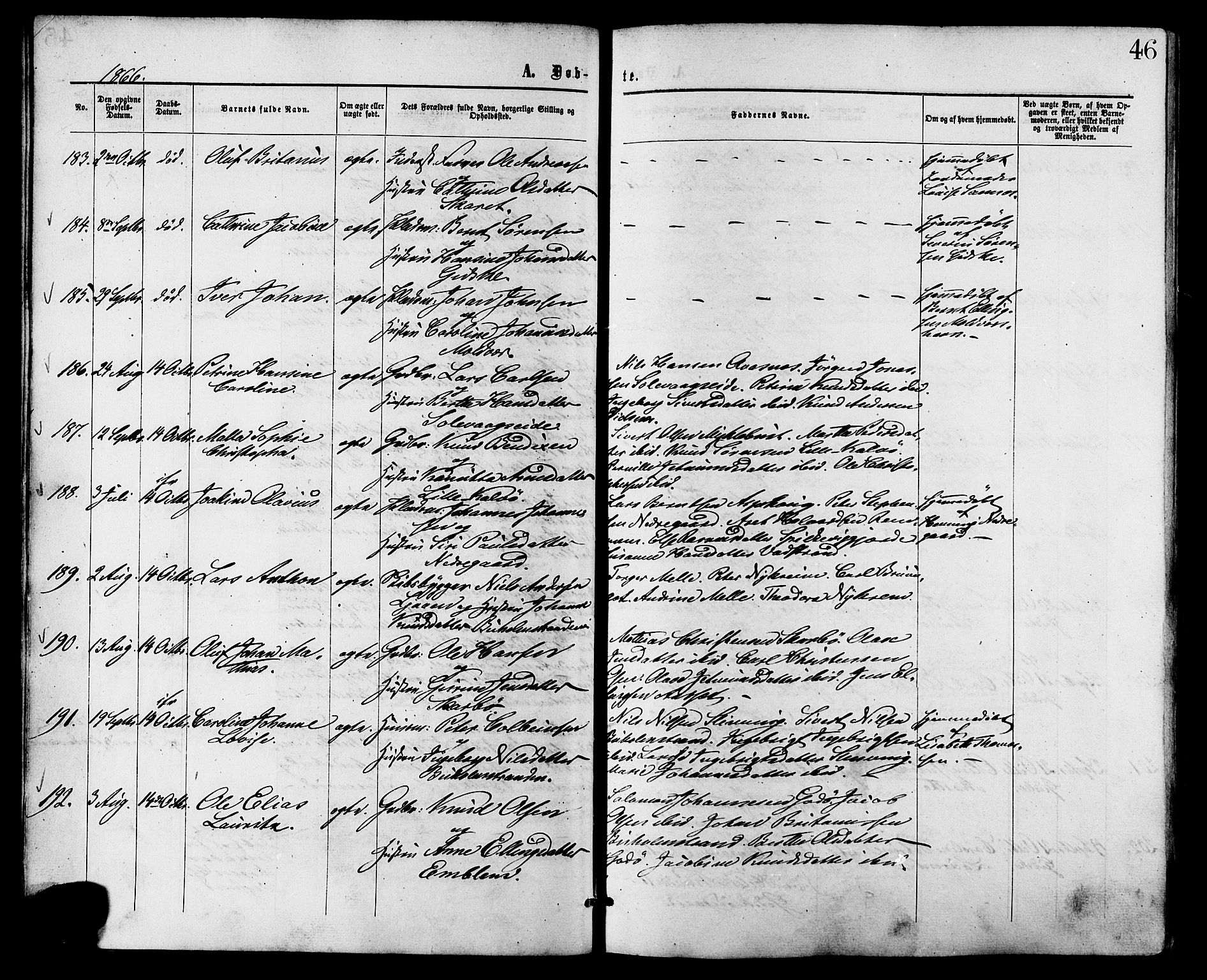 Ministerialprotokoller, klokkerbøker og fødselsregistre - Møre og Romsdal, AV/SAT-A-1454/528/L0399: Parish register (official) no. 528A10, 1864-1879, p. 46