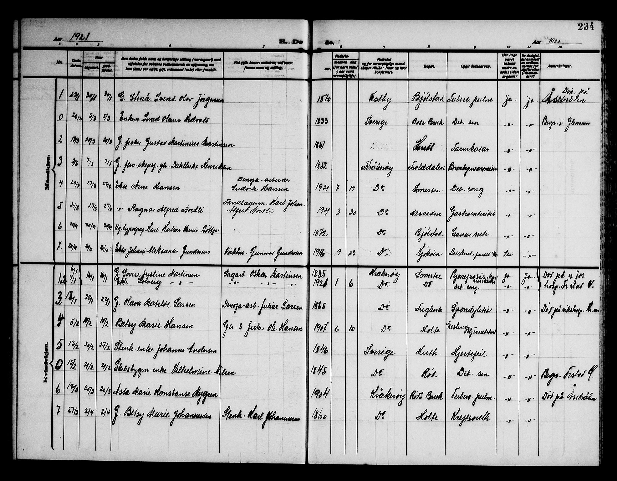 Kråkerøy prestekontor Kirkebøker, AV/SAO-A-10912/G/Ga/L0002: Parish register (copy) no. 2, 1908-1952, p. 234