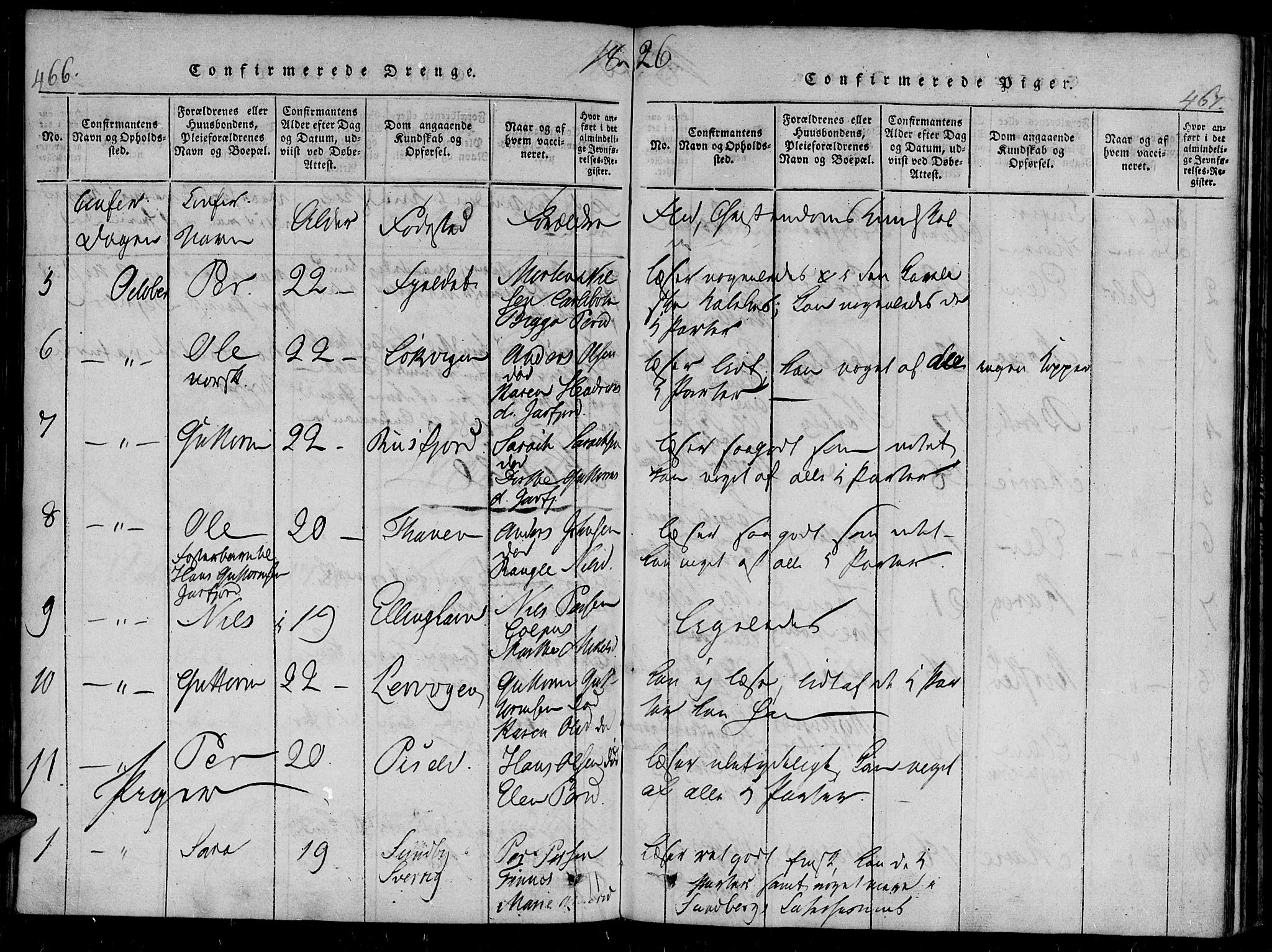 Vadsø sokneprestkontor, AV/SATØ-S-1325/H/Ha/L0003kirke: Parish register (official) no. 3 /1, 1821-1839, p. 466-467