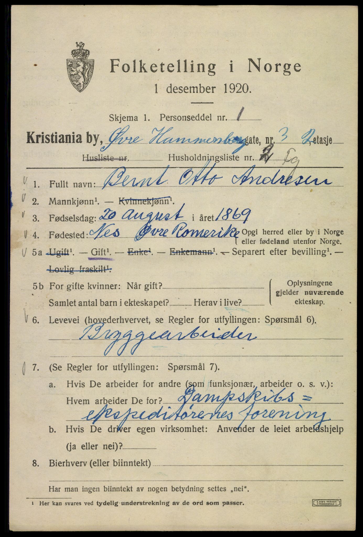 SAO, 1920 census for Kristiania, 1920, p. 657929