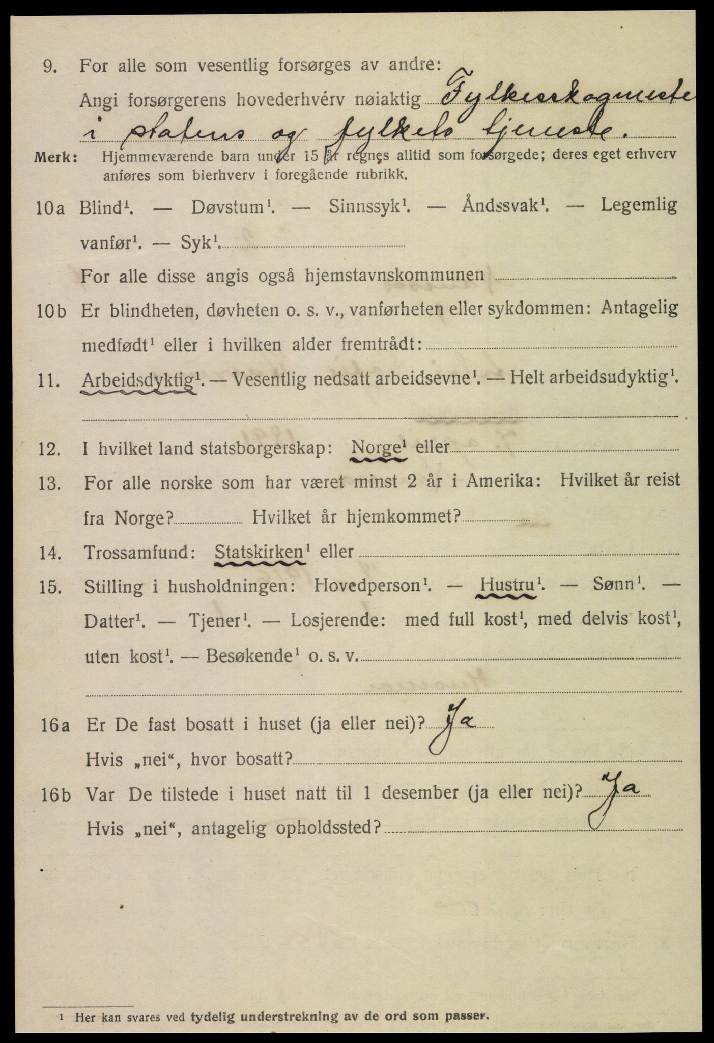 SAT, 1920 census for Namsos, 1920, p. 5618