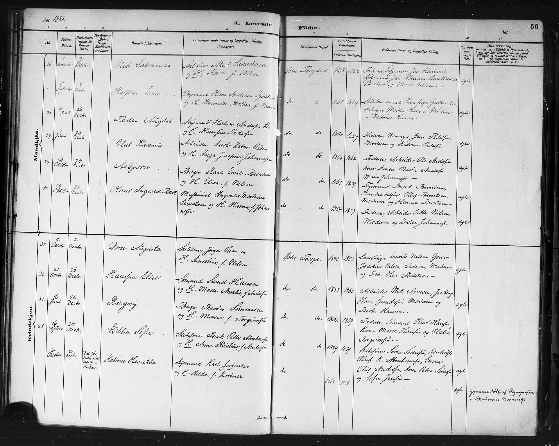 Porsgrunn kirkebøker , SAKO/A-104/G/Gb/L0005: Parish register (copy) no. II 5, 1883-1915, p. 50