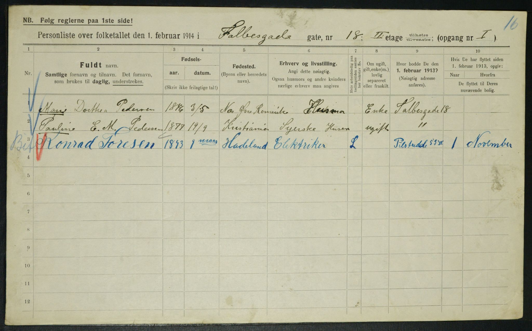 OBA, Municipal Census 1914 for Kristiania, 1914, p. 23405