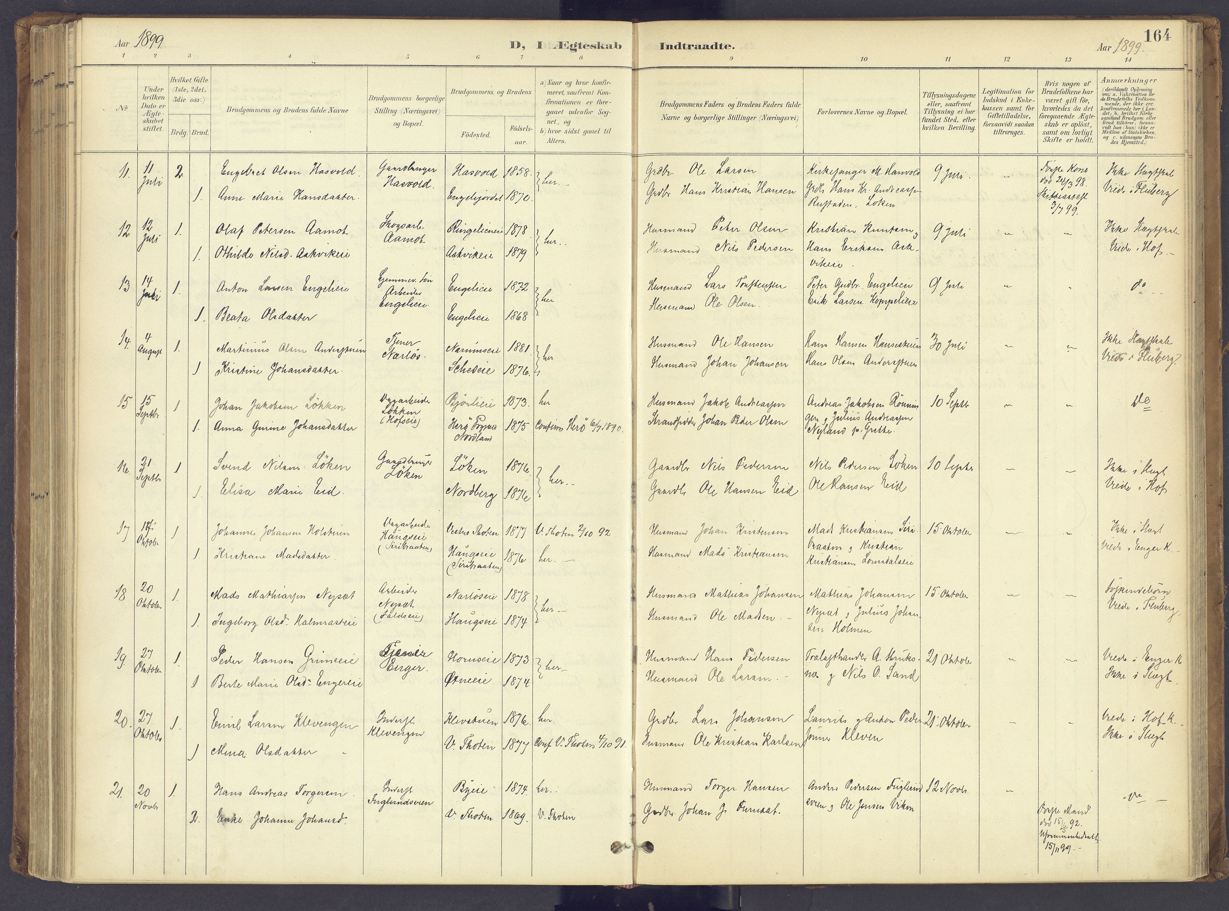 Søndre Land prestekontor, AV/SAH-PREST-122/K/L0006: Parish register (official) no. 6, 1895-1904, p. 164