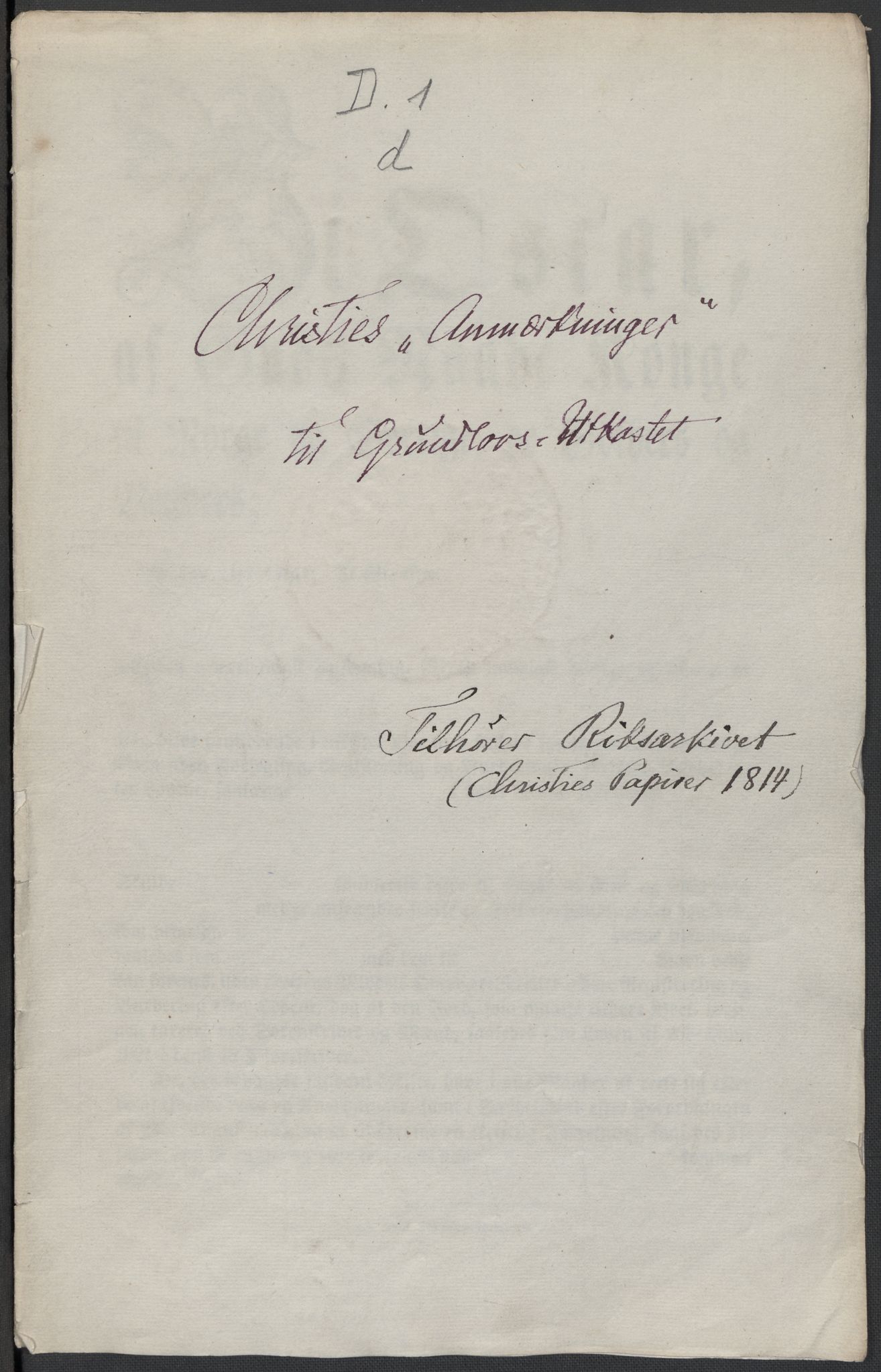 Christie, Wilhelm Frimann Koren, RA/PA-0014/F/L0004: Christies dokumenter fra 1814, 1814, p. 22