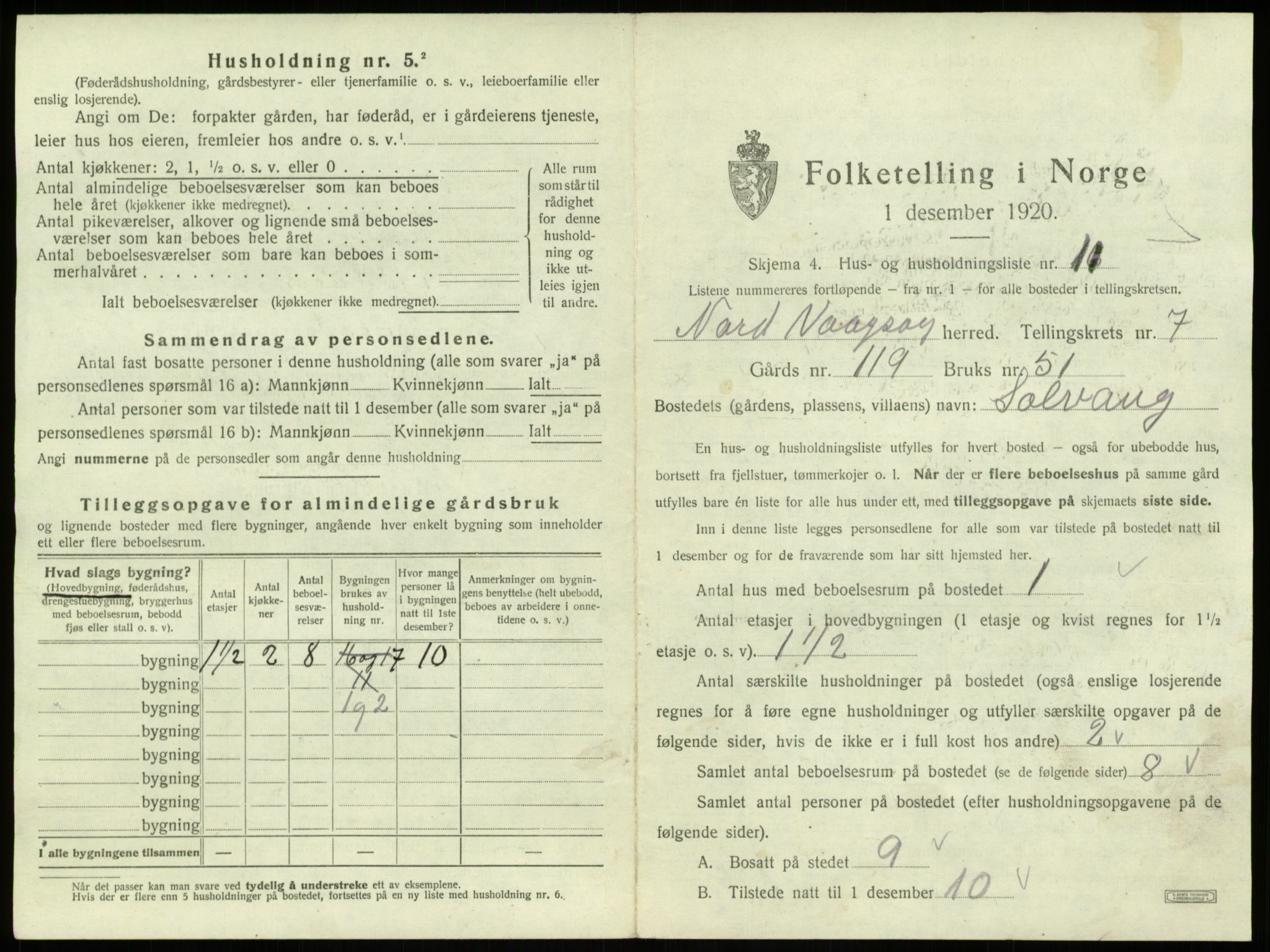 SAB, 1920 census for Nord-Vågsøy, 1920, p. 366