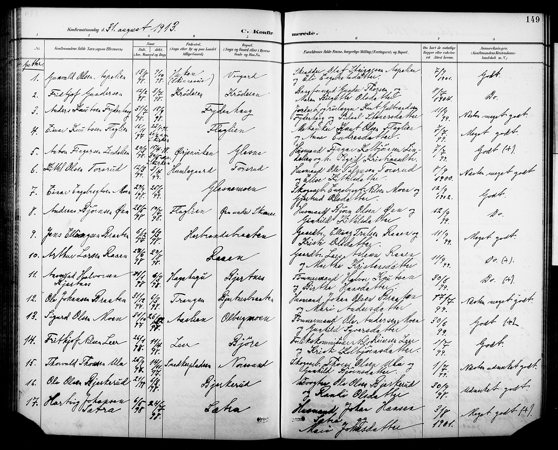 Krødsherad kirkebøker, SAKO/A-19/G/Ga/L0002: Parish register (copy) no. 2, 1894-1918, p. 149