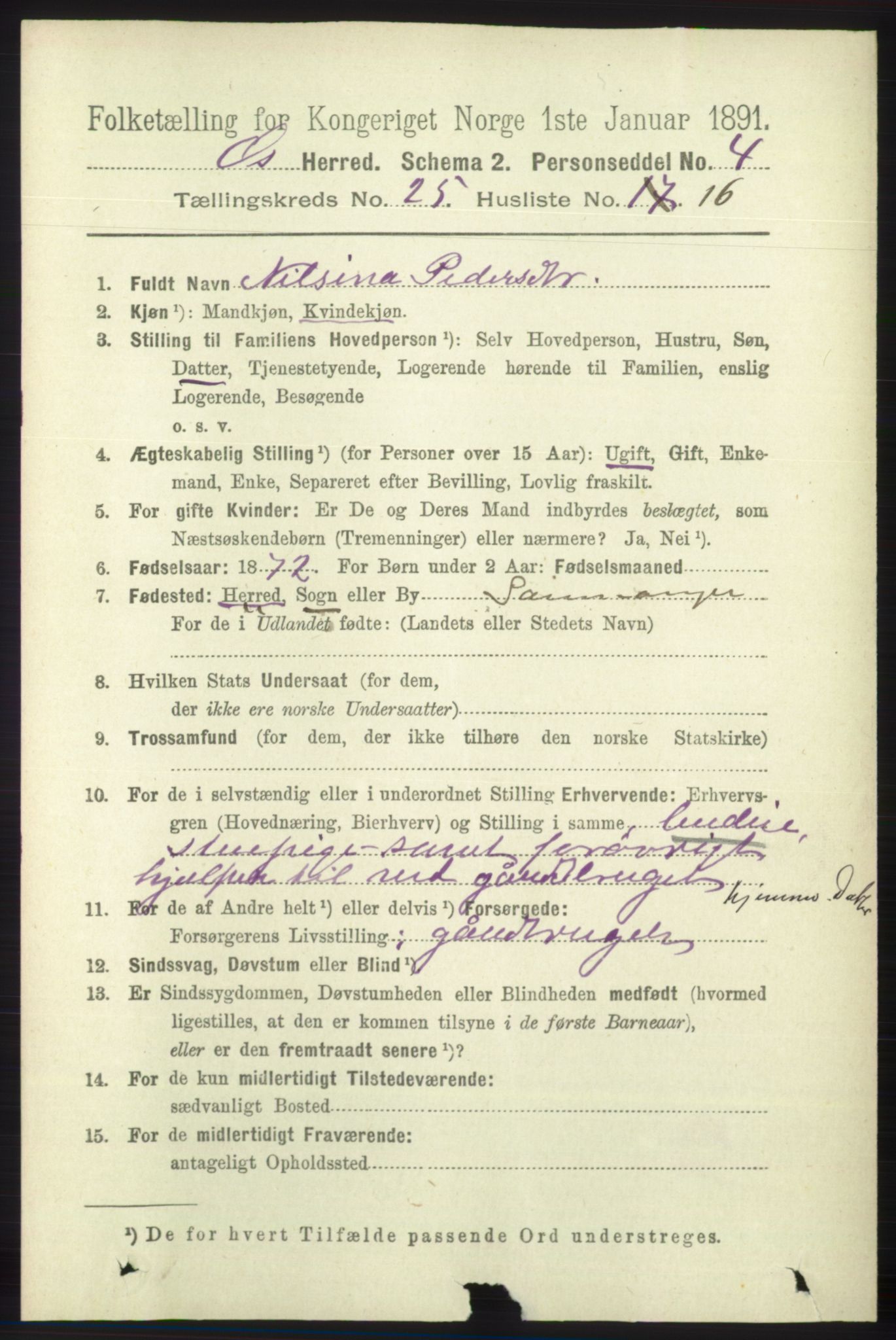 RA, 1891 census for 1243 Os, 1891, p. 5470