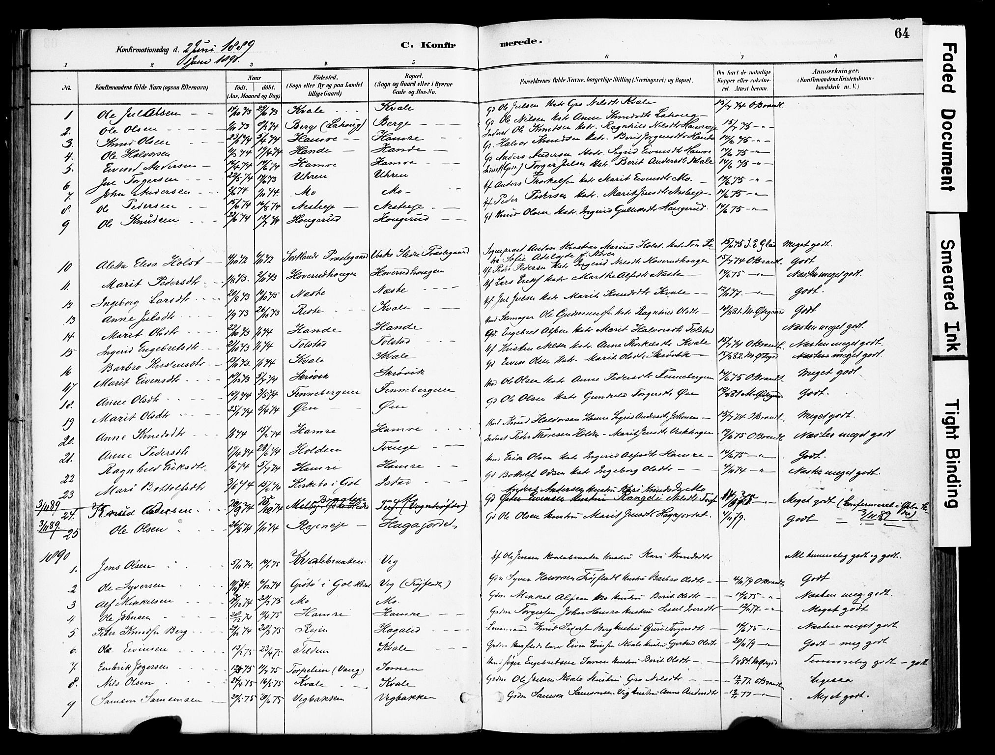 Vestre Slidre prestekontor, SAH/PREST-136/H/Ha/Haa/L0004: Parish register (official) no. 4, 1881-1911, p. 64