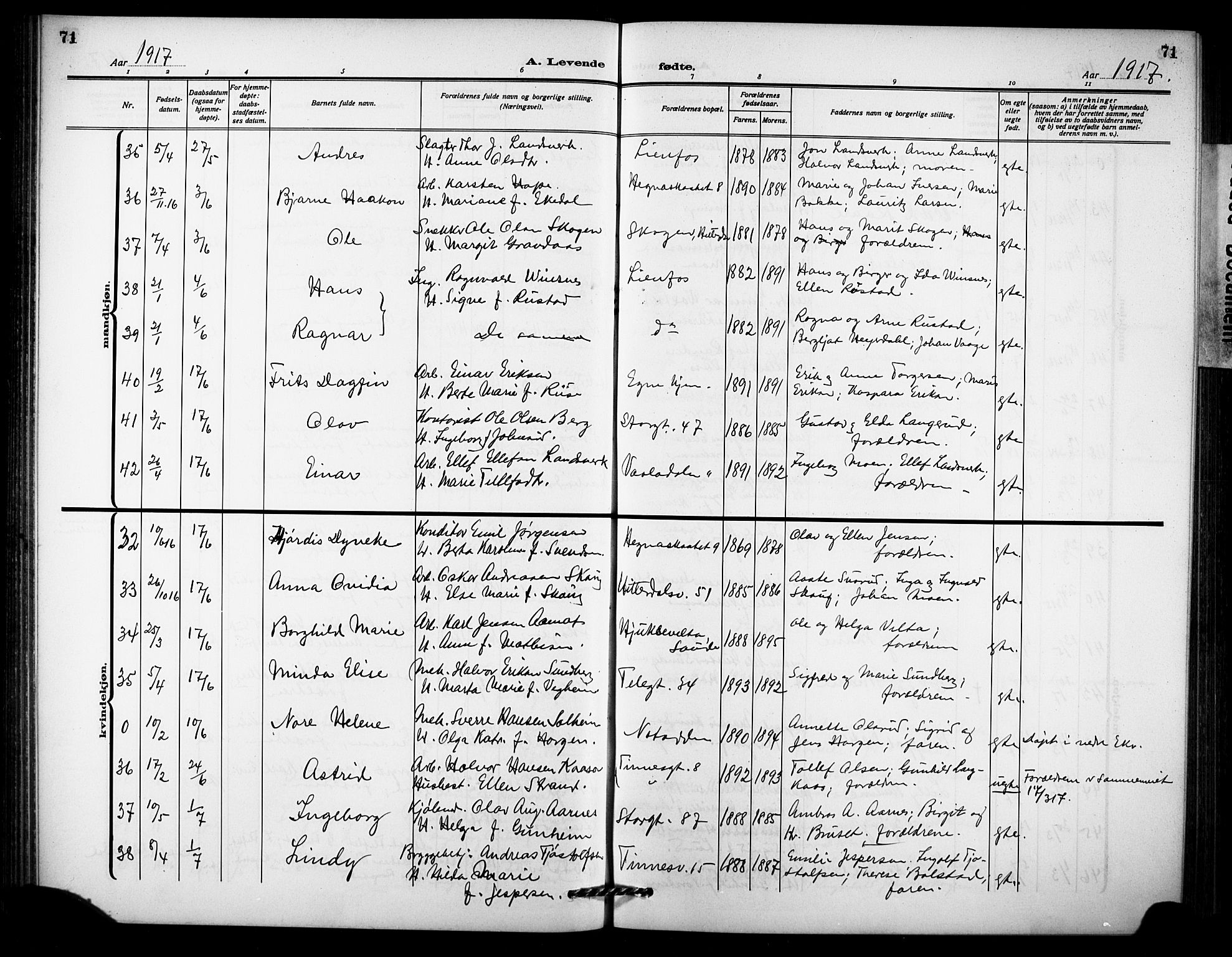 Notodden kirkebøker, AV/SAKO-A-290/G/Ga/L0001: Parish register (copy) no. 1, 1912-1923, p. 71