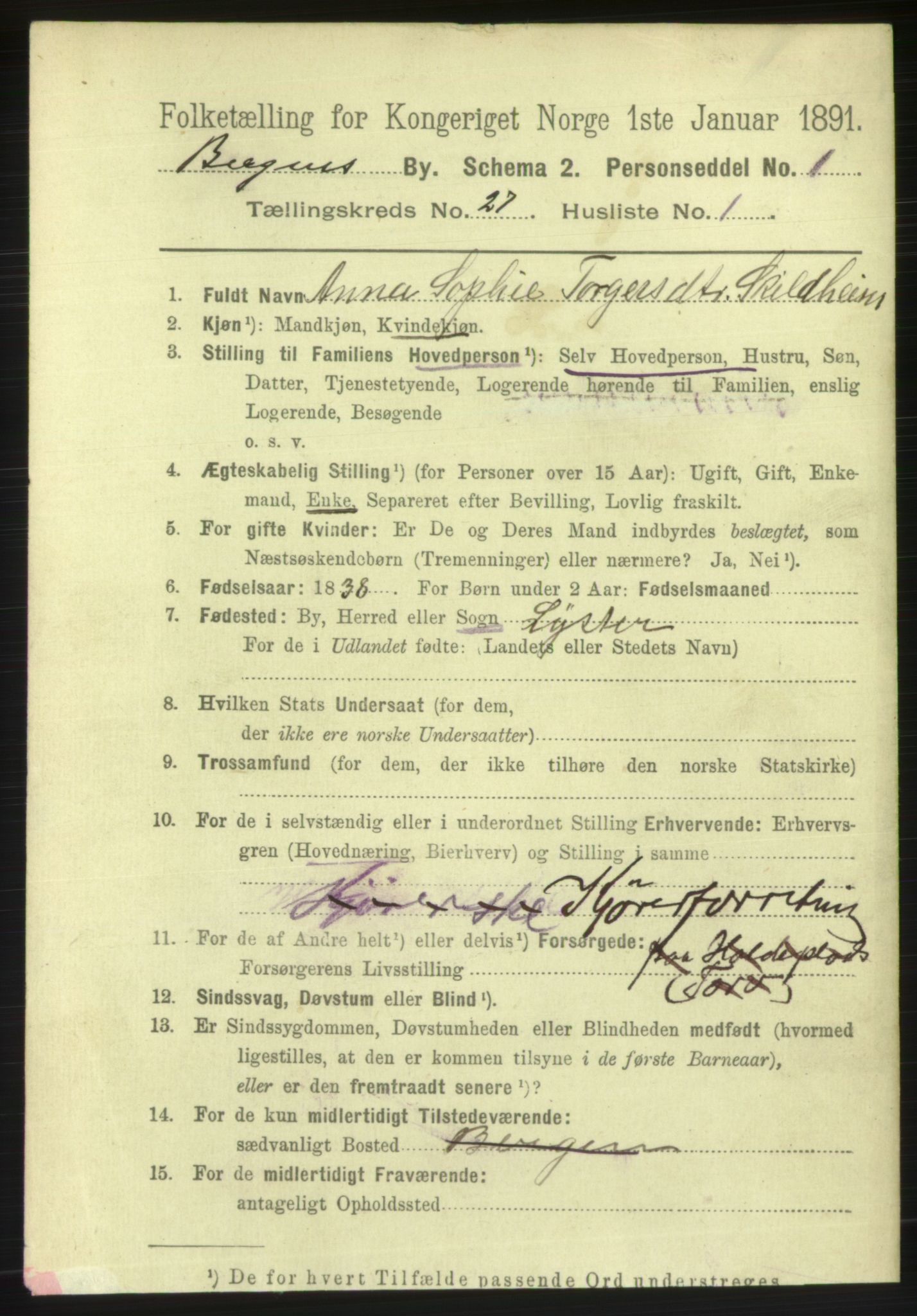 RA, 1891 Census for 1301 Bergen, 1891, p. 35283