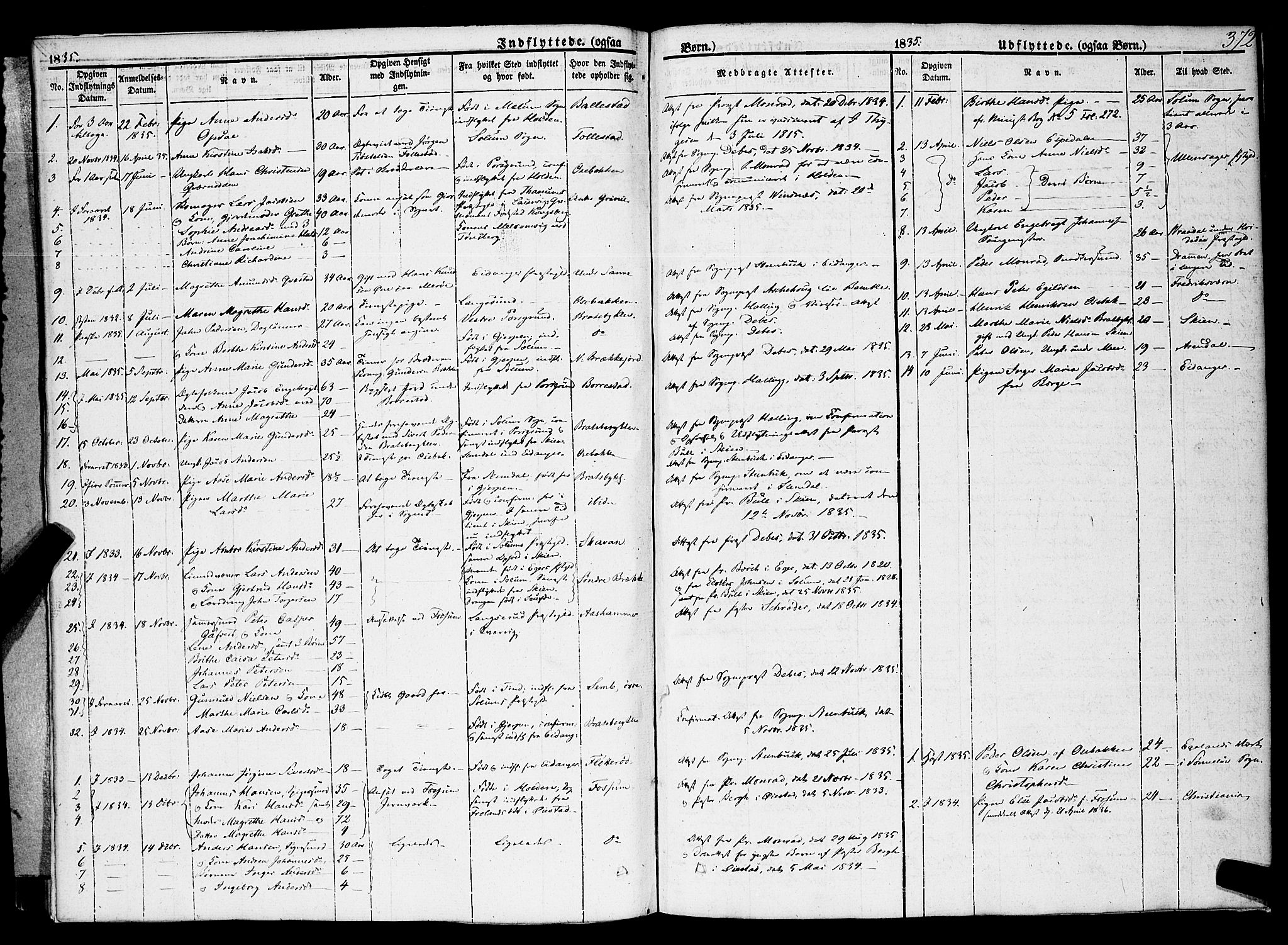 Gjerpen kirkebøker, SAKO/A-265/F/Fa/L0007b: Parish register (official) no. I 7B, 1834-1857, p. 372
