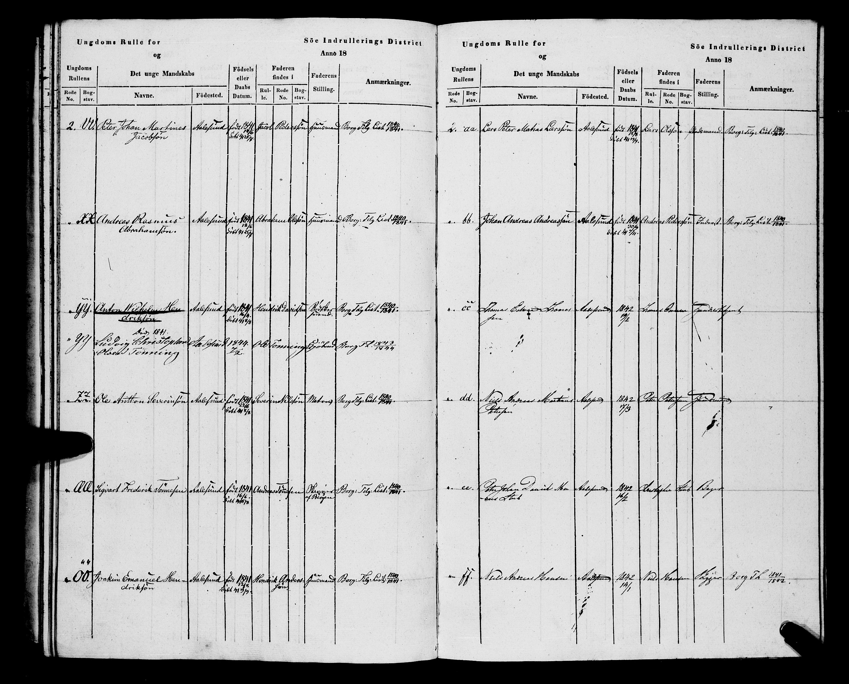 Sjøinnrulleringen - Trondhjemske distrikt, AV/SAT-A-5121/01/L0307: Hovedrulle, ungdomsrulle og ekstrarulle for Ålesund by, 1831-1846