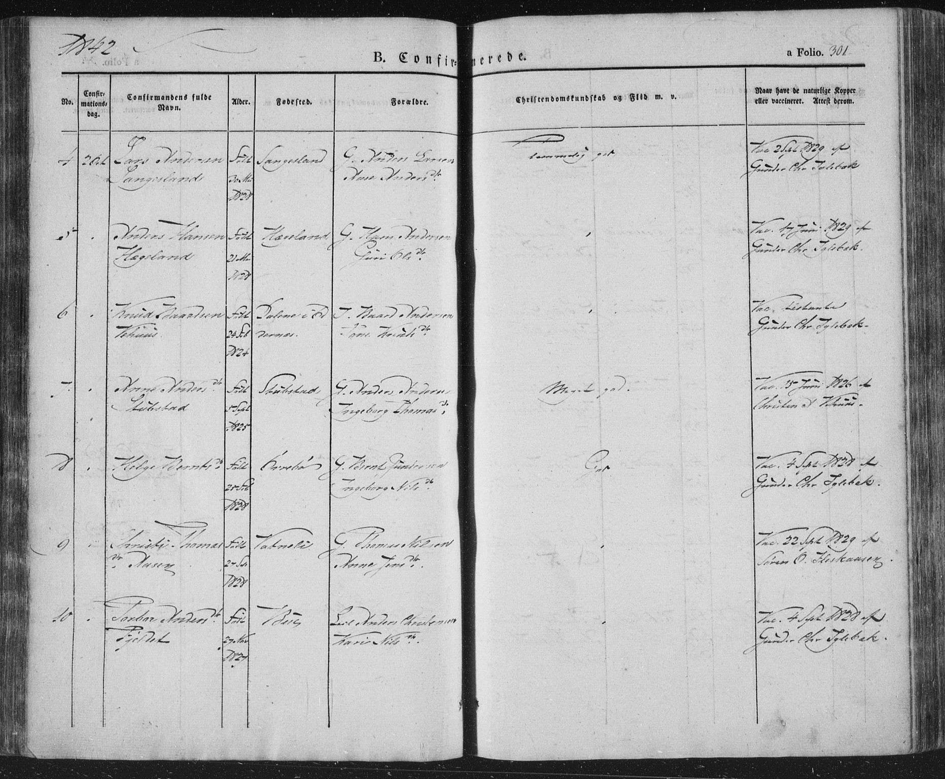 Vennesla sokneprestkontor, AV/SAK-1111-0045/Fa/Fac/L0004: Parish register (official) no. A 4, 1834-1855, p. 301