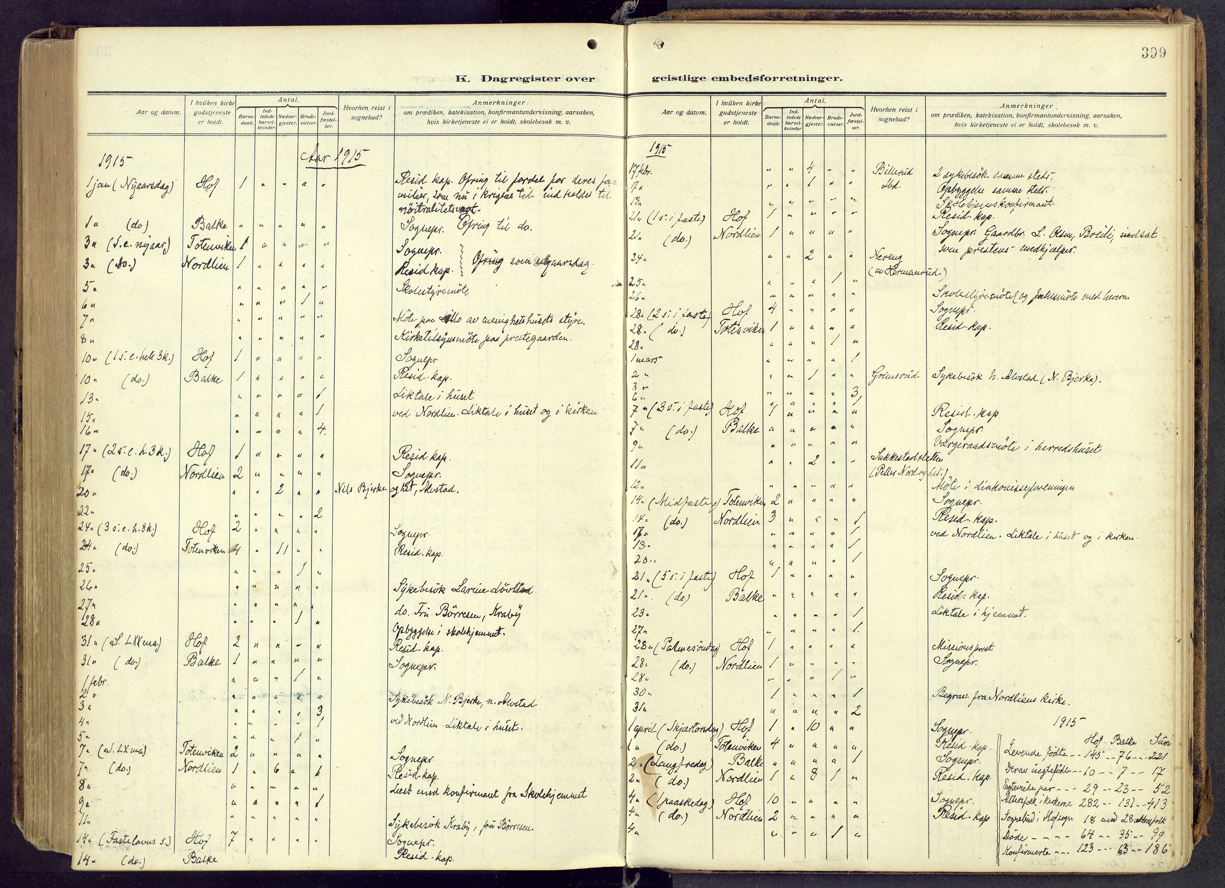 Østre Toten prestekontor, AV/SAH-PREST-104/H/Ha/Haa/L0010: Parish register (official) no. 10, 1910-1920, p. 399