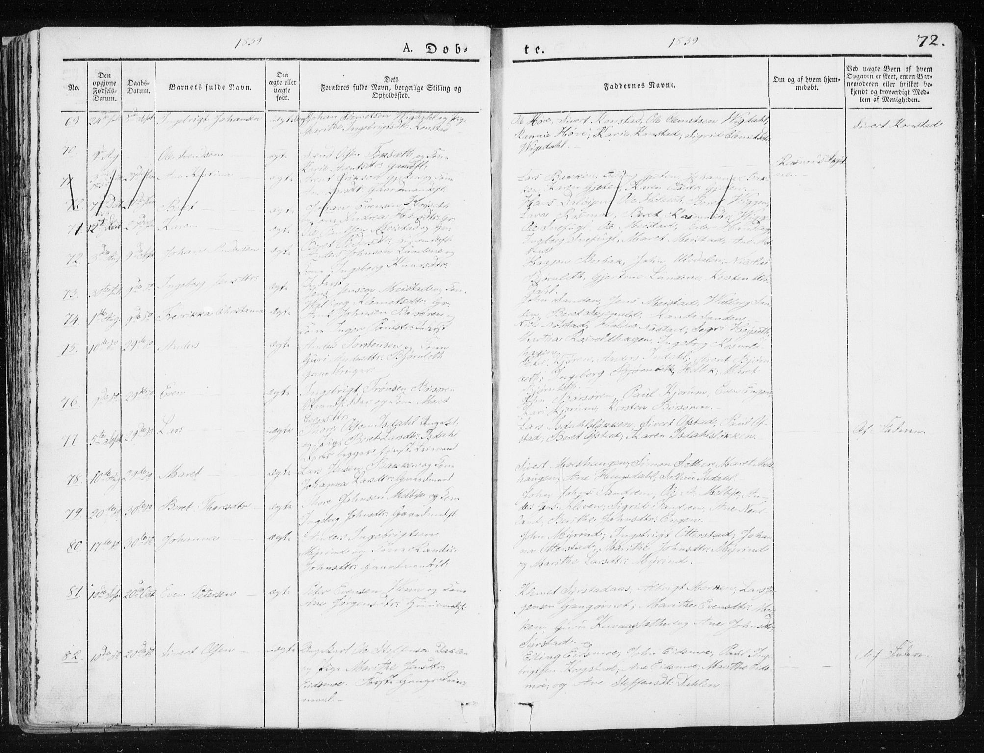 Ministerialprotokoller, klokkerbøker og fødselsregistre - Sør-Trøndelag, AV/SAT-A-1456/665/L0771: Parish register (official) no. 665A06, 1830-1856, p. 72