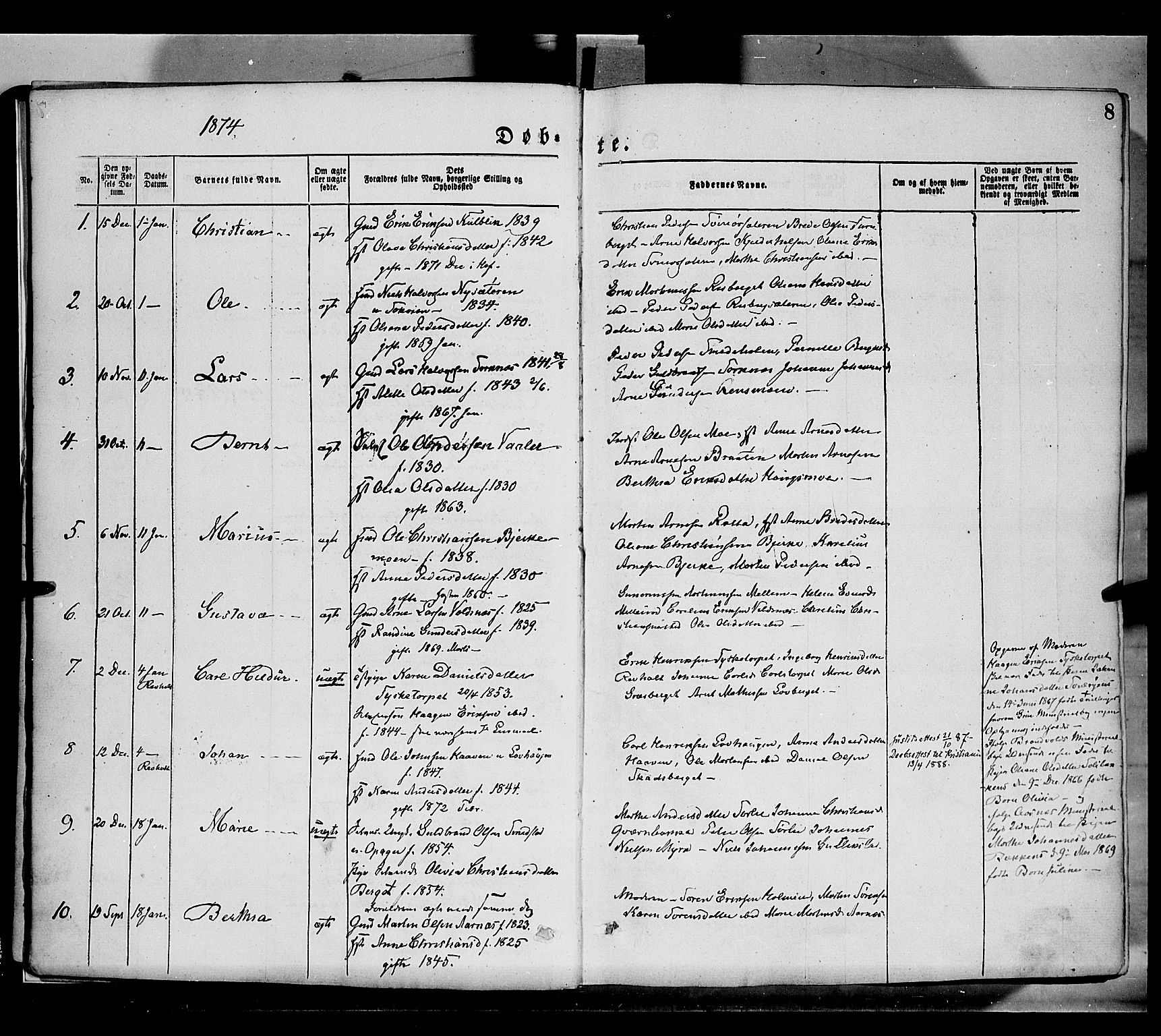 Grue prestekontor, SAH/PREST-036/H/Ha/Haa/L0011: Parish register (official) no. 11, 1873-1880, p. 8