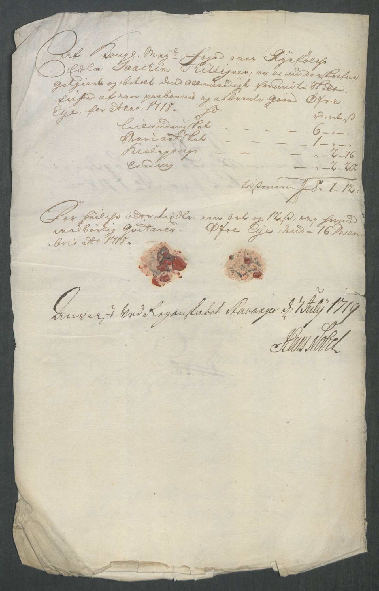 Rentekammeret inntil 1814, Reviderte regnskaper, Fogderegnskap, AV/RA-EA-4092/R47/L2871: Fogderegnskap Ryfylke, 1718, p. 393