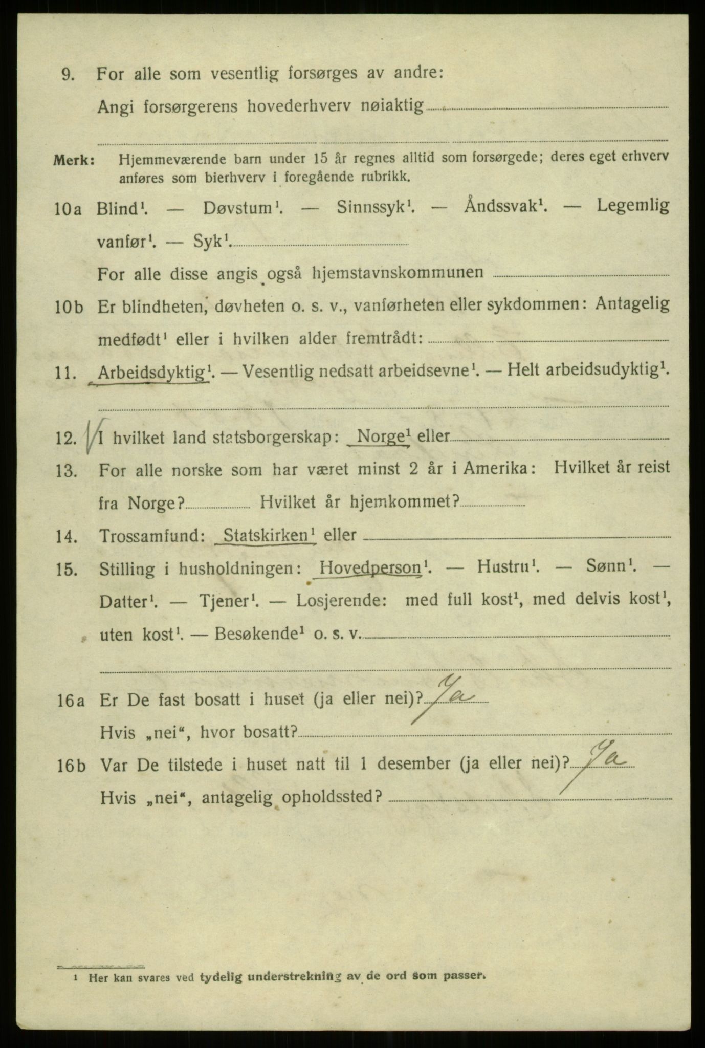 SAB, 1920 census for Bergen, 1920, p. 154260