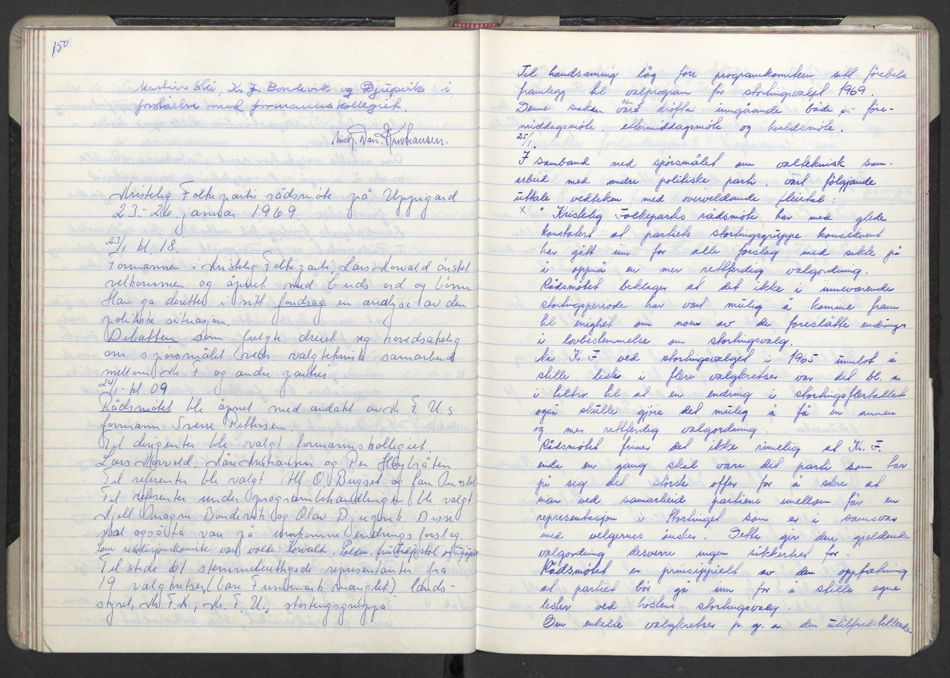 Kristelig Folkeparti, AV/RA-PA-0621/F/Fk/L0051/0001: -- / 1. Protokoller st.møter, Landsmøter, AU, landsstyremøter, 1965-1971, p. 150-151