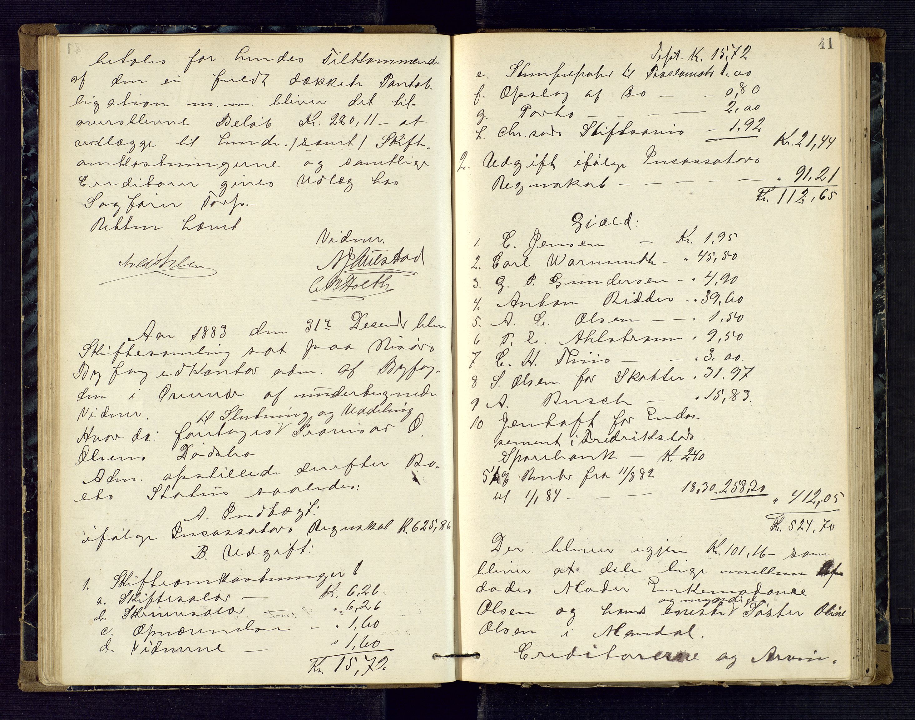 Risør byfogd, AV/SAK-1222-0005/H/Hc/L0004: Skifteprotokoll nr. 3B, 1882-1886, p. 41